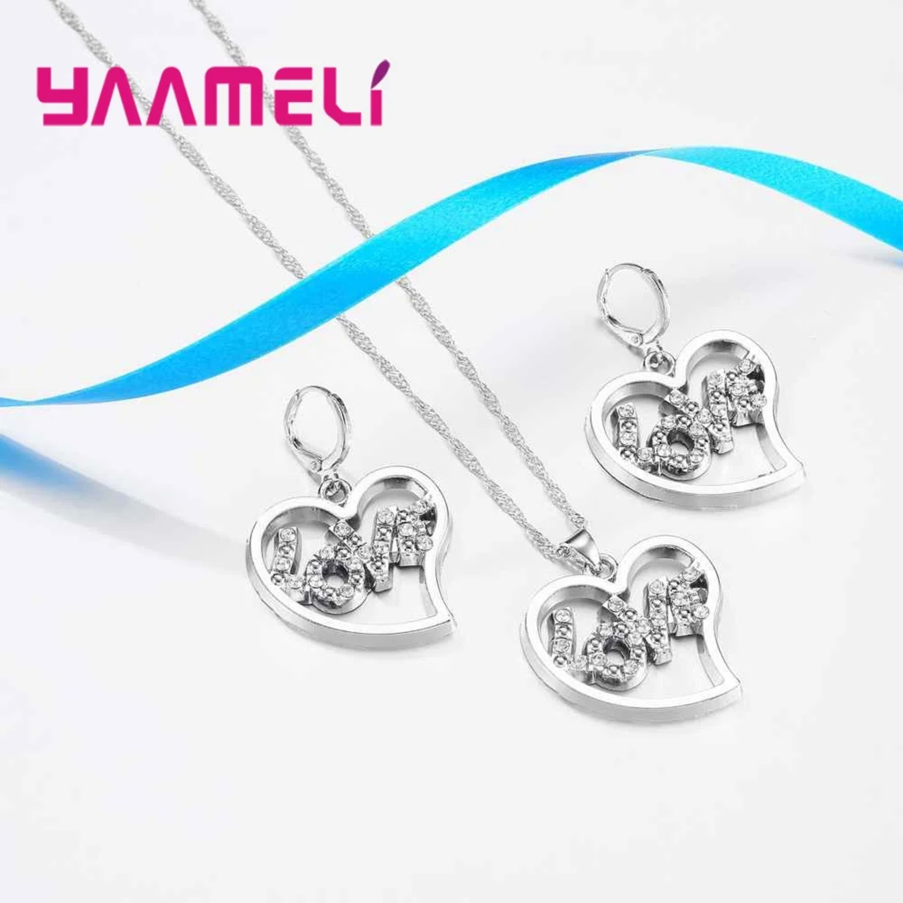 Trendy Jewelry Accessory Real 925 Sterling Silver Pendants Necklaces /Earrings Engagement Women Jewelry Sets 3