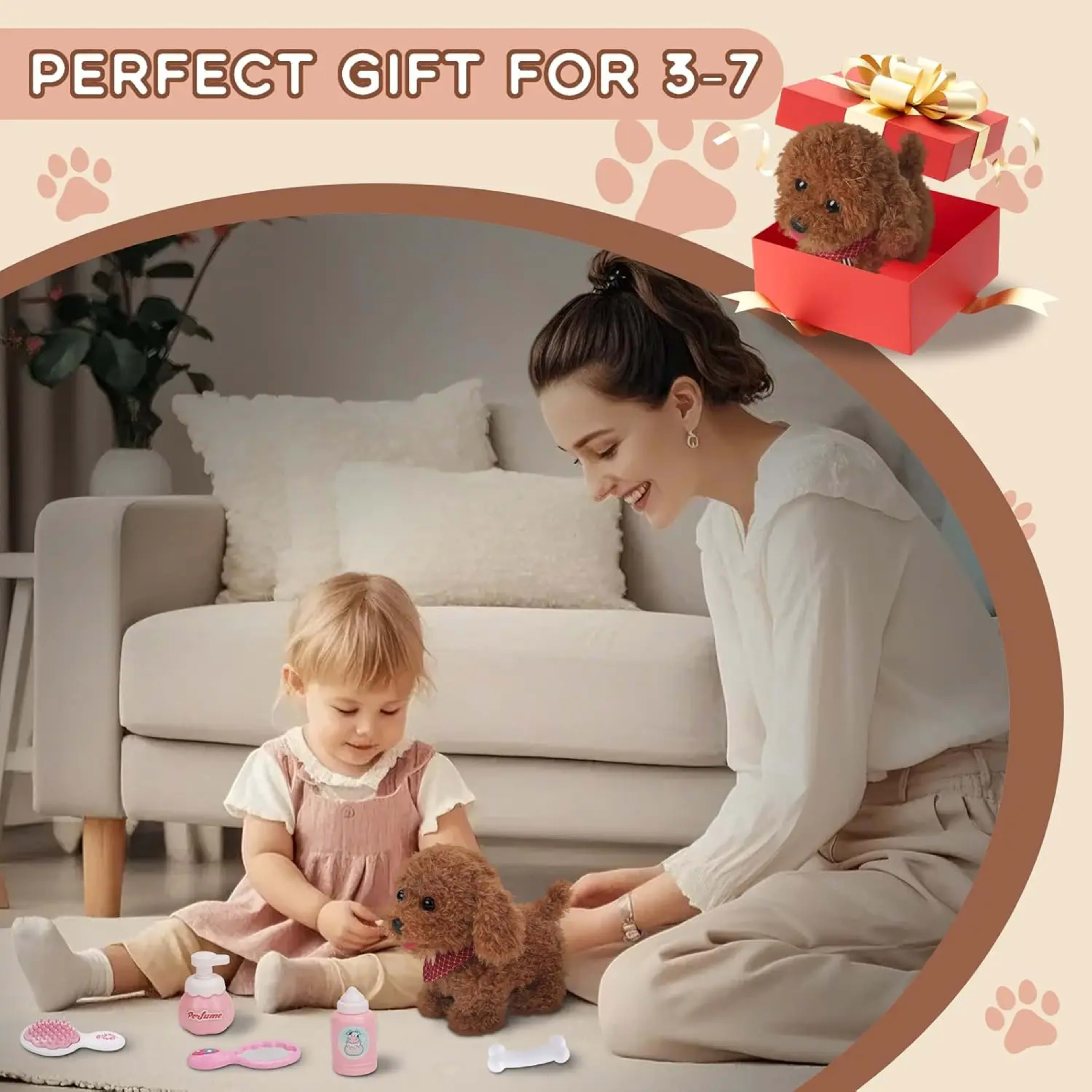 Interactive Electronic Puppy Toys for Kids, Walking Dog Toy with Leash, Remote Control, for Girls and Boys Aged 3+,birth 5