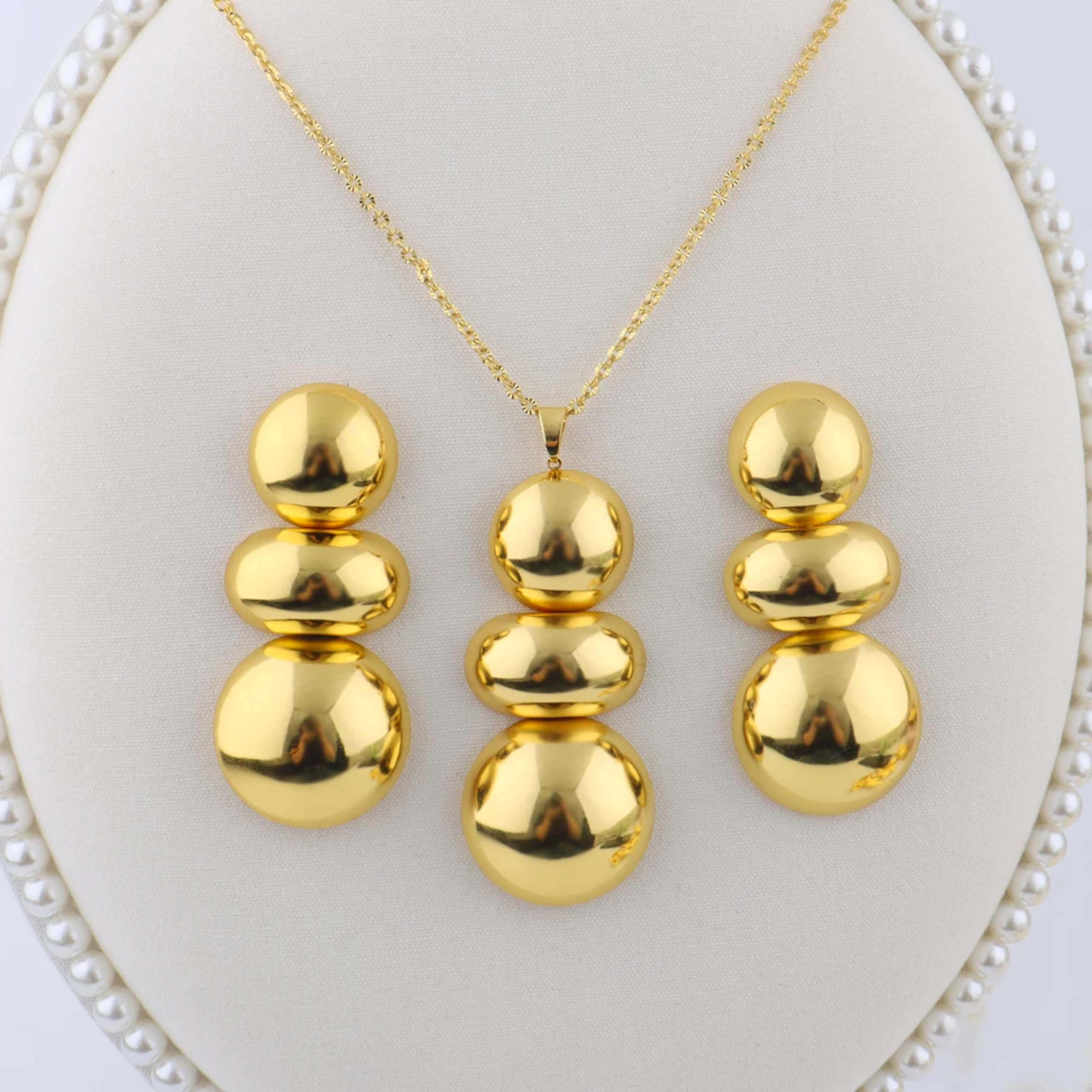 Dubai Jewelry Set for Women 18K Gold Plated Earrings and Necklace Set for Wedding Brides