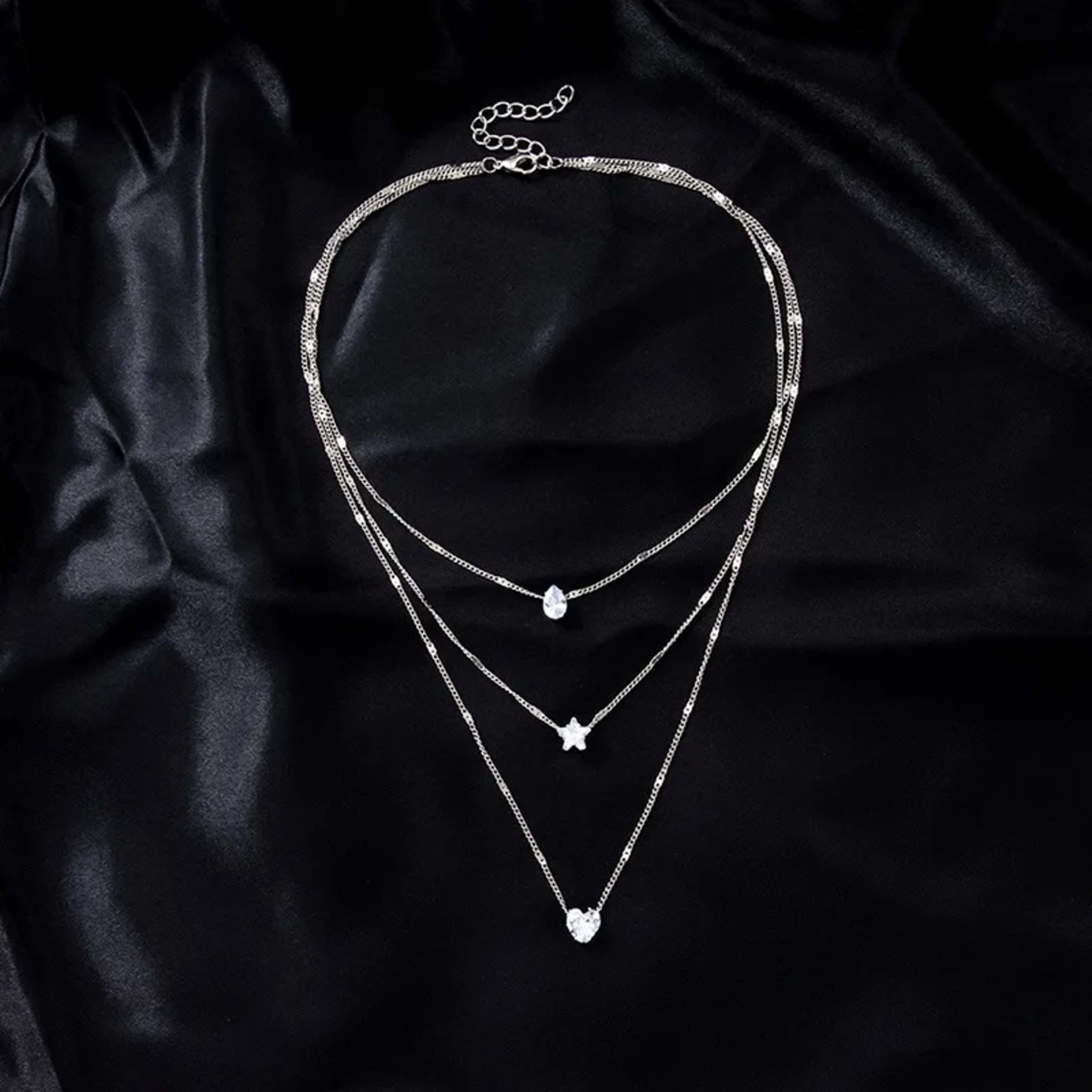 Trendy Zircon Pendant Necklace For Women Multilayer Chain Choker Fashion Female Party Shiny Jewelry Gift 9