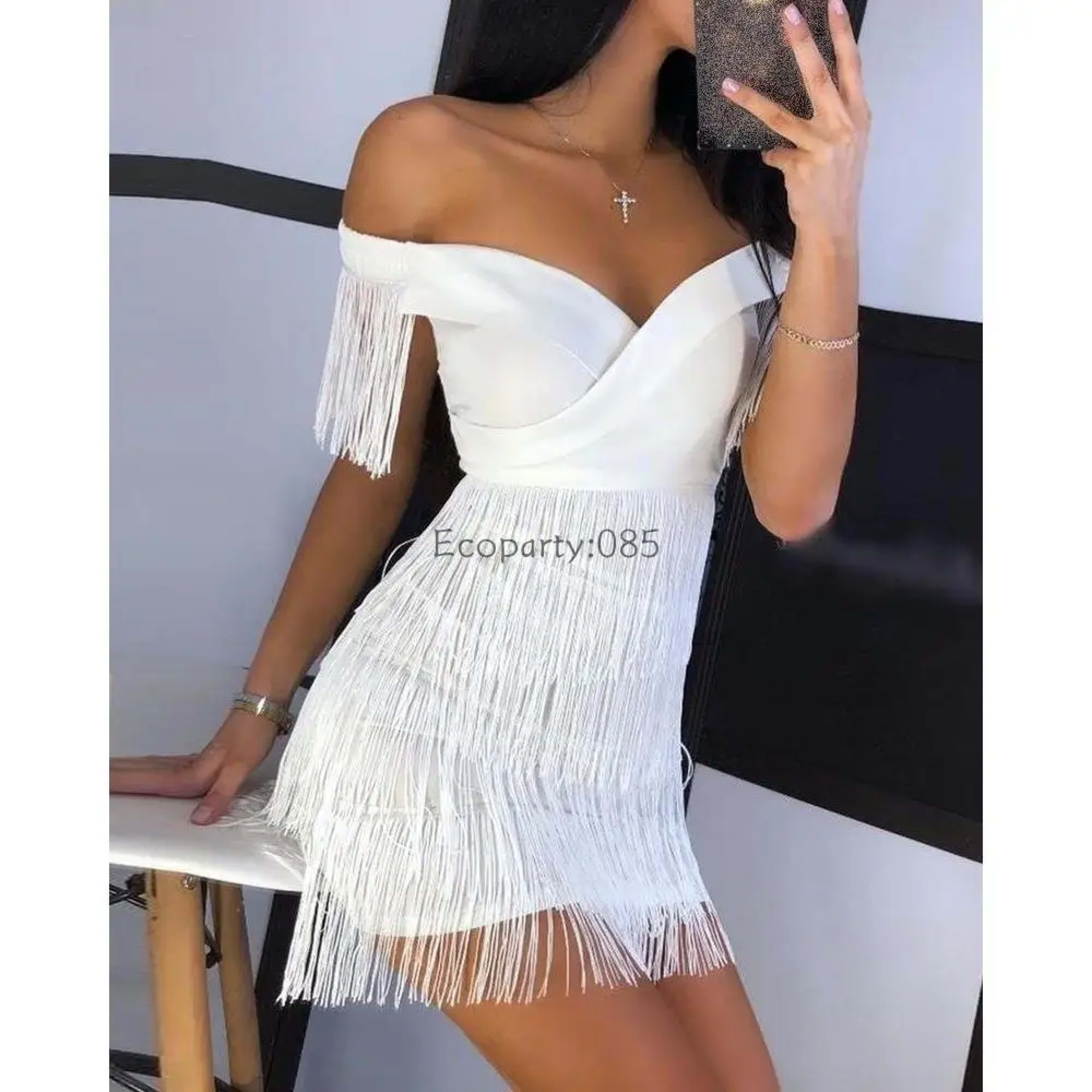 Women Evening Dresses Sexy Big V Neck One-shoulder Fringed Skirt Ladies Temperament Slim Dress Short Sleeve Club Dress V 1