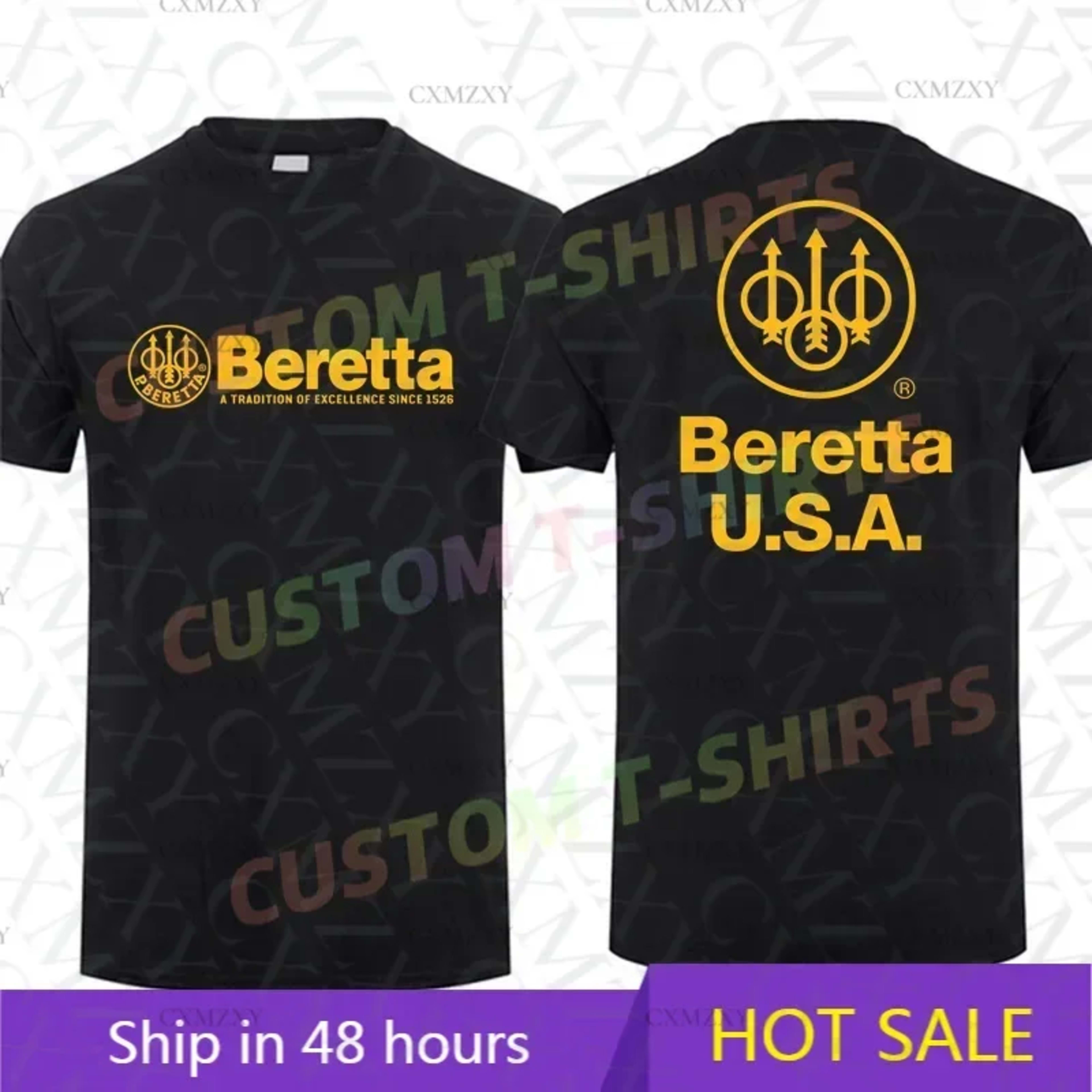 Men T Shirt Casual Berettas Guns Weaponry T-shirt Graphic Summer Sports Short Sleeves 100% Cotton Streetwear S-3XL Cool  1