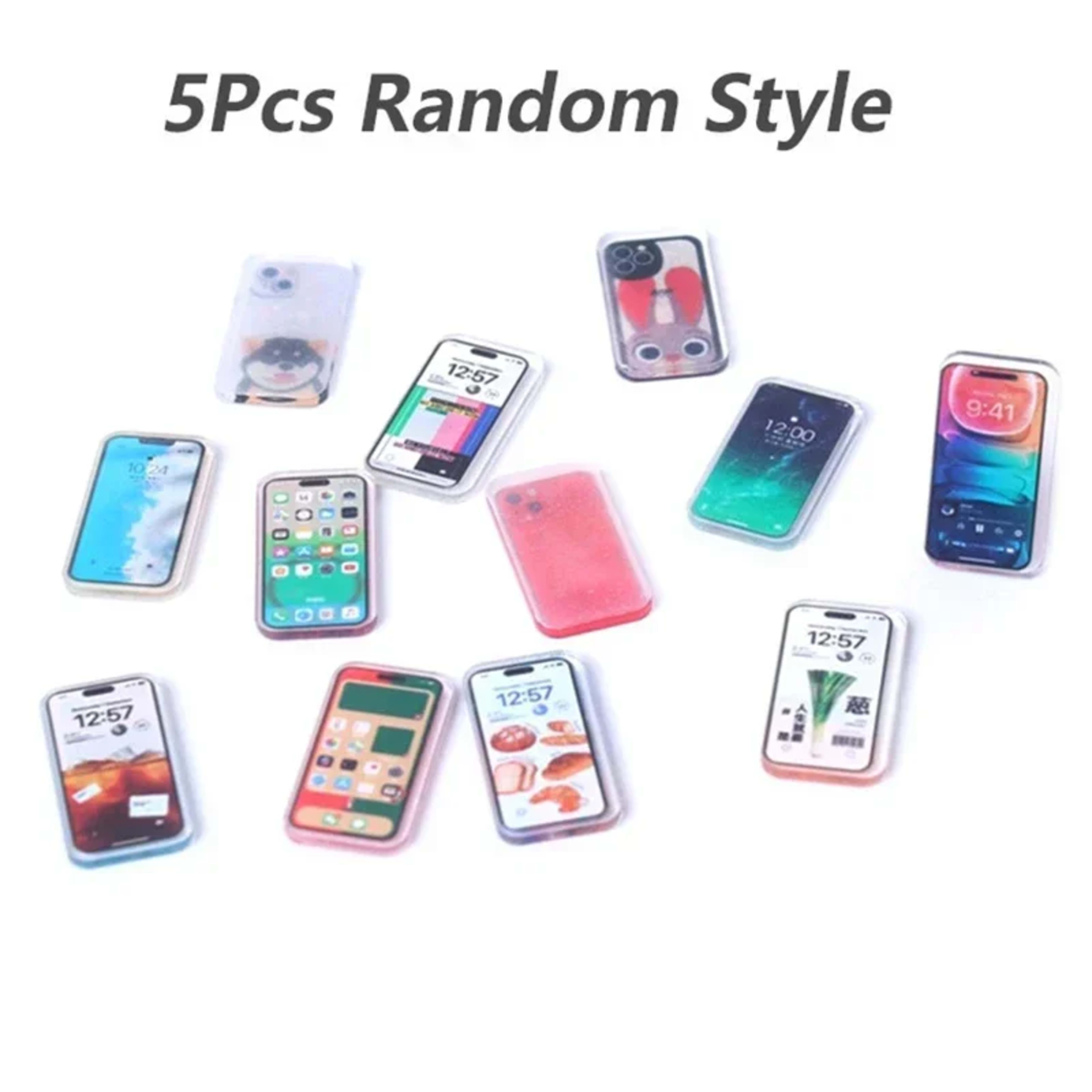 5Pcs 1:12 Dollhouse Miniature Mobile Phone Fashionable and compact Simulation Smartphone Model Kids Pretend Play Accesso 2