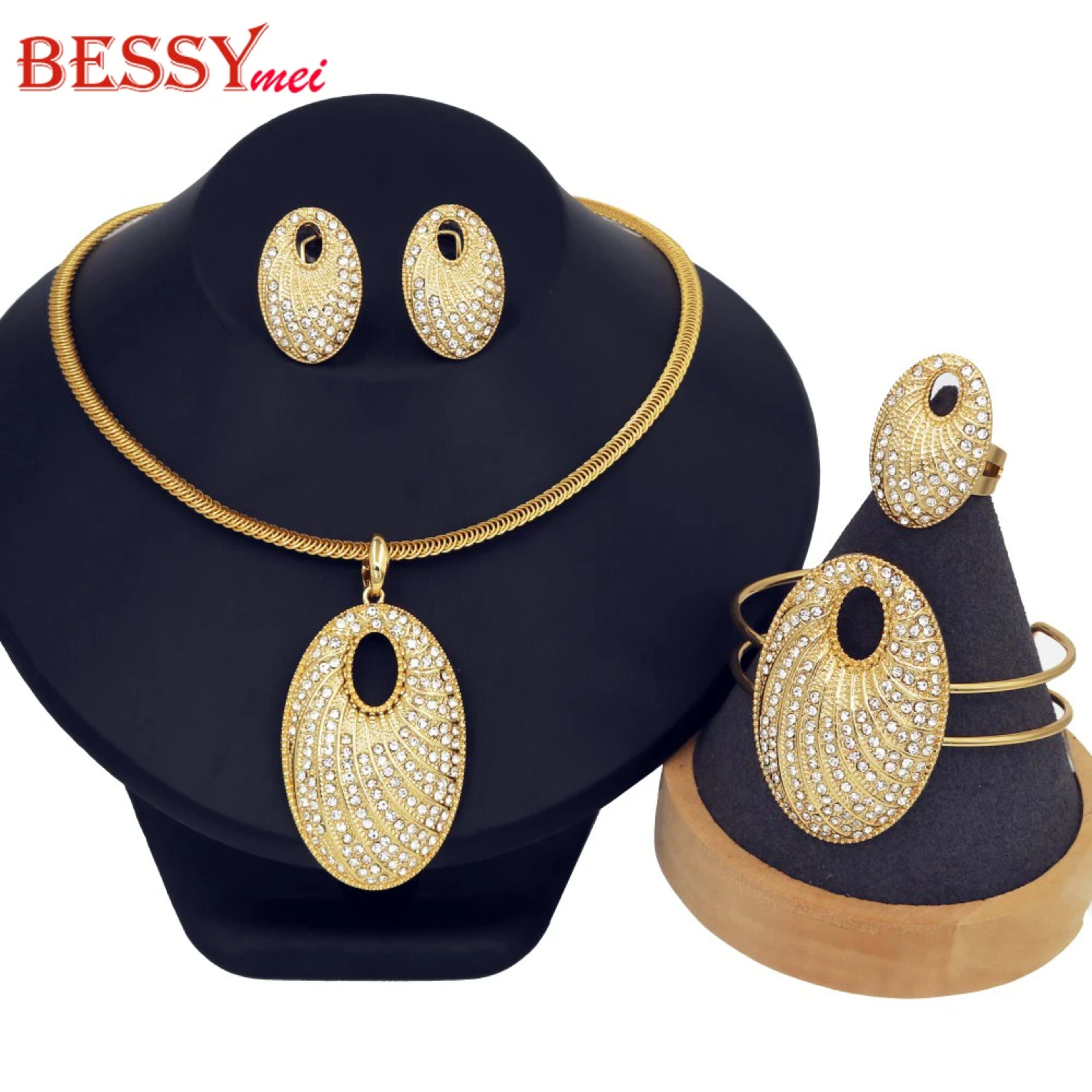 2025 New Women Jewelry Set Fine Zircon Jewellery Dubai African 18K Gold Color Wedding Party Gifts For Lover Christmas Gi