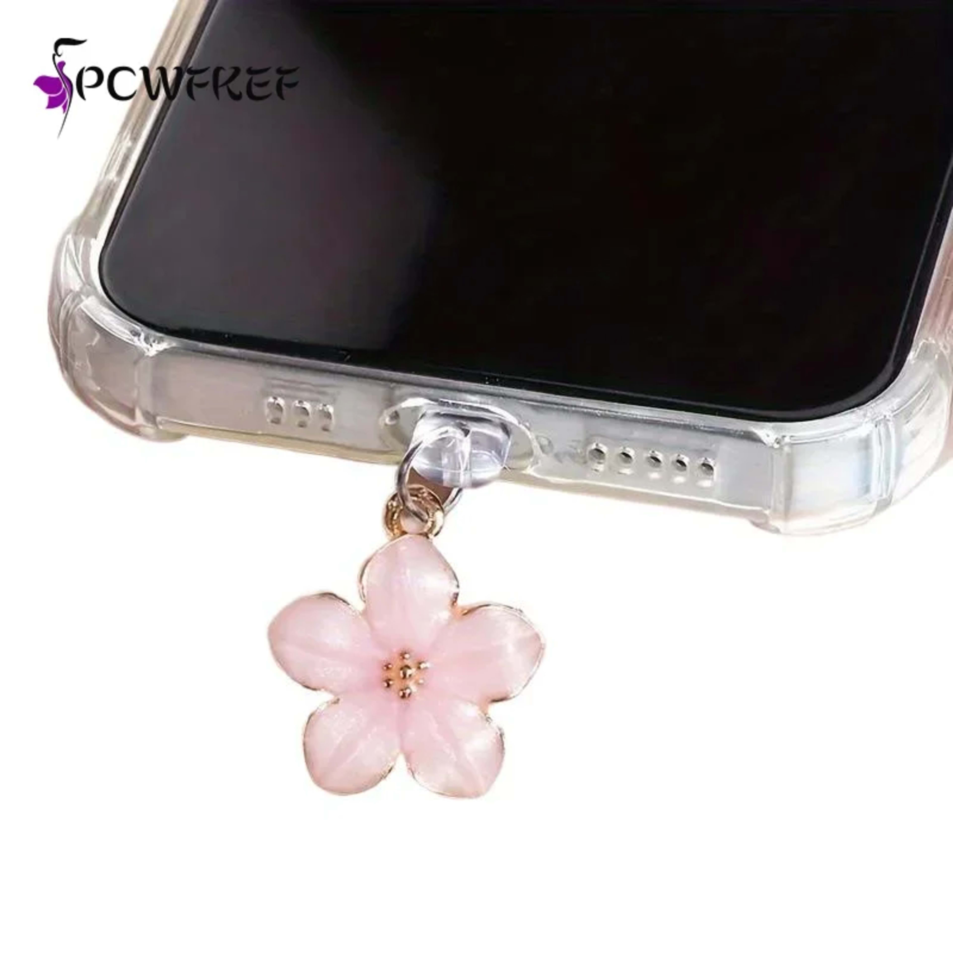 Sakura Flowers Phone Dust Plug Accessories Decoration Hanging Pendant For Phone Charging Port 1