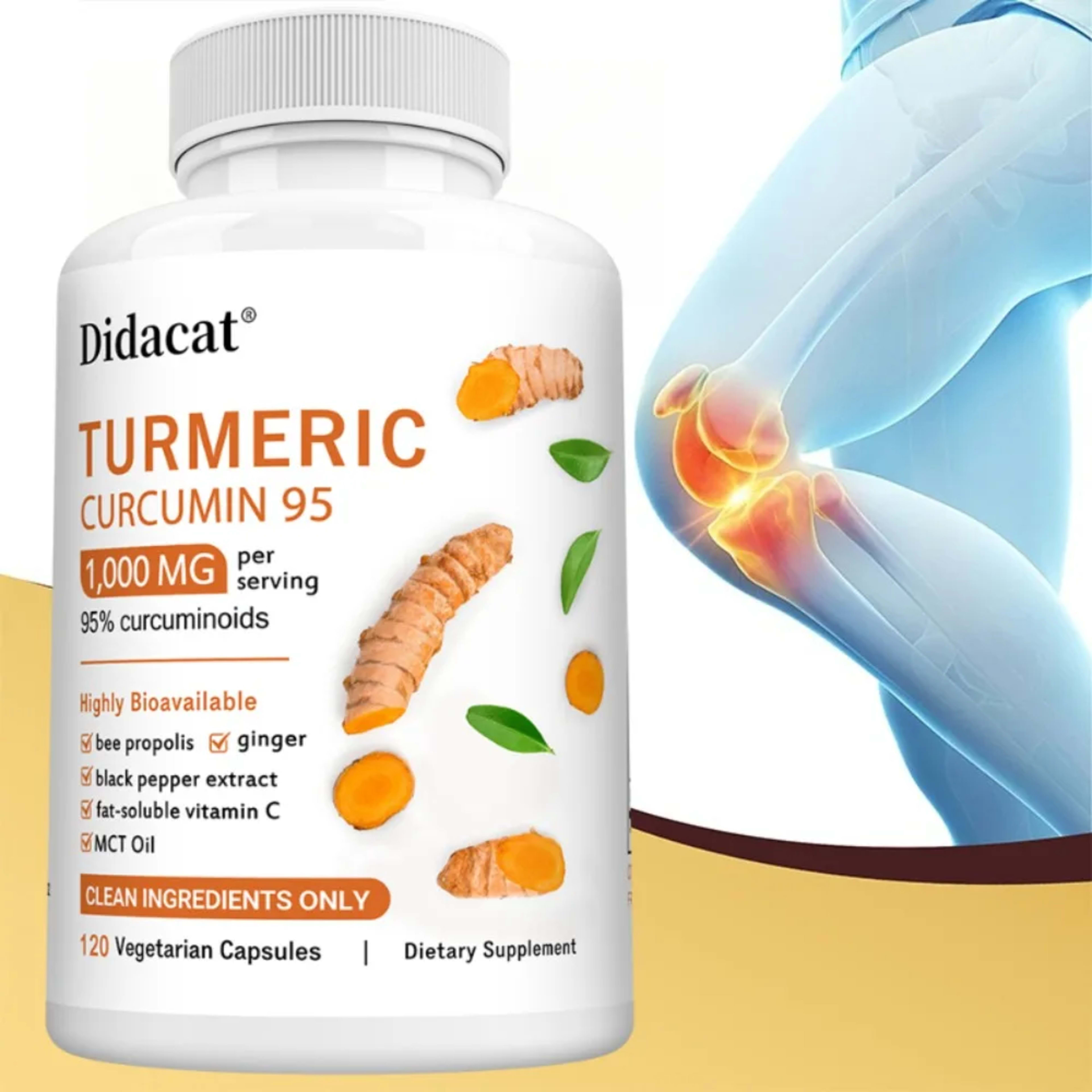Turmeric Curcumin Supplement 1,000mg – 95% Curcuminoids with Black Pepper & Ginger, Supports Joint & Antioxidant Health 1