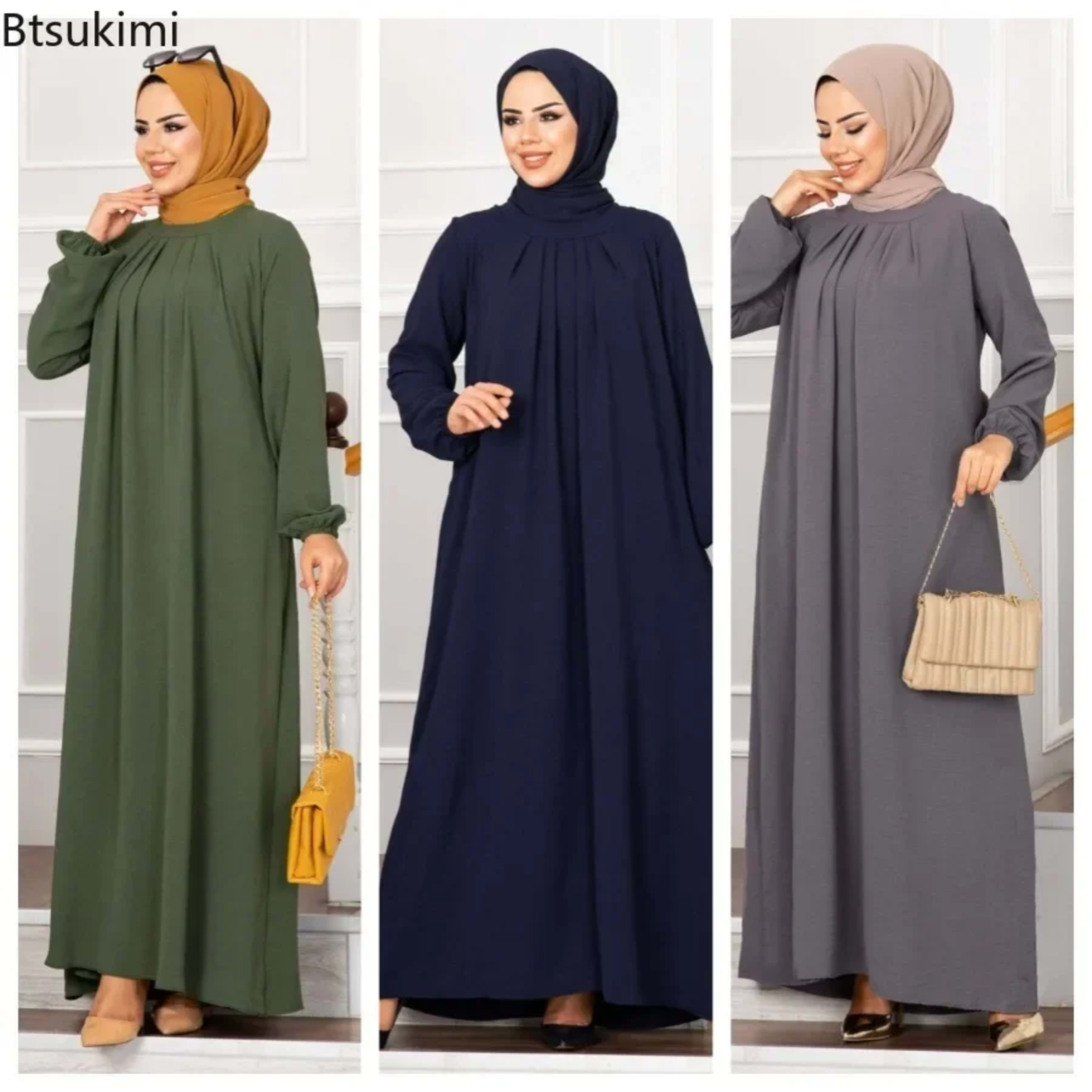 Evening Dress Women Abaya Hijab Femeles Y2K Ruched Muslim Dress Turkish Robe Kaftan Islamic Clothes Ball Gown Jalabiya f 1