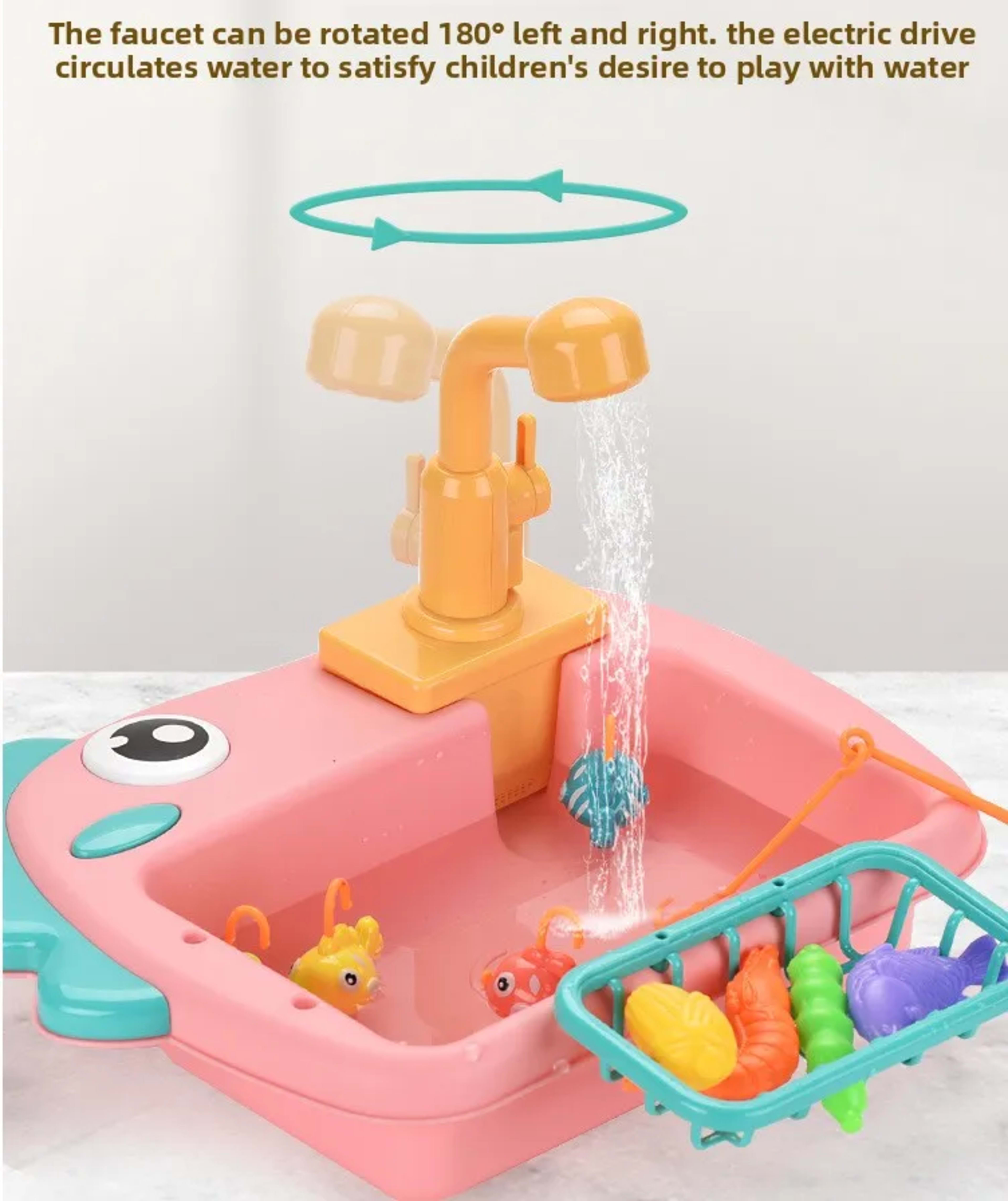 Kitchen Sink Toys Kitchen Toys for Kids with Tableware Accessories Vegetable Fruit Fishing Games for Toddlers Kids Kitch 2