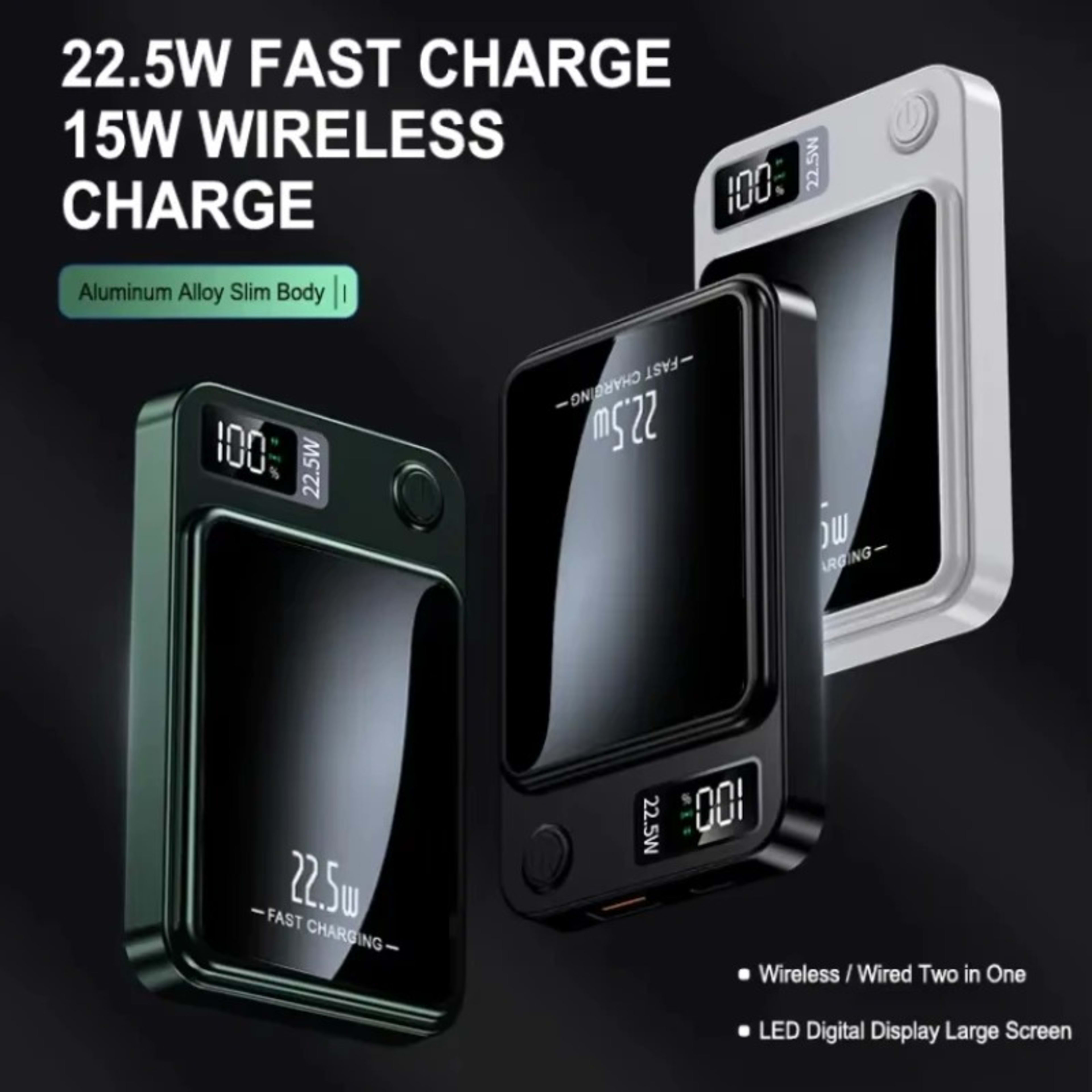 Magnetic Wireless Power Bank, Super Fast Charging, Portable External Battery Power Bank For IPhone, Samsung,