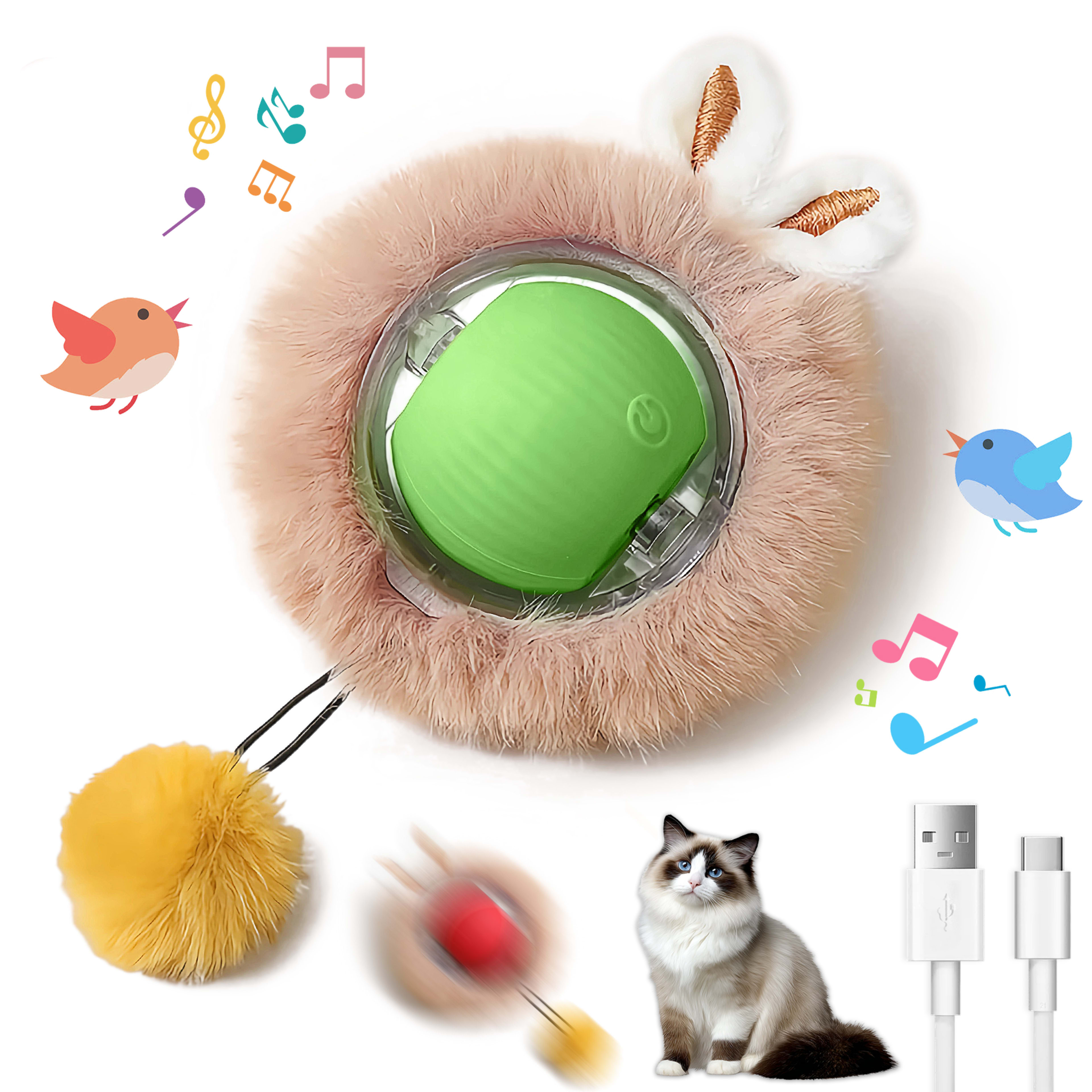 Interactive Toys Ball For Cats, Dog,Agile Moving Cat Ball ,Motion Activated Automatic Moving Ball With Lights,with Fluff 10