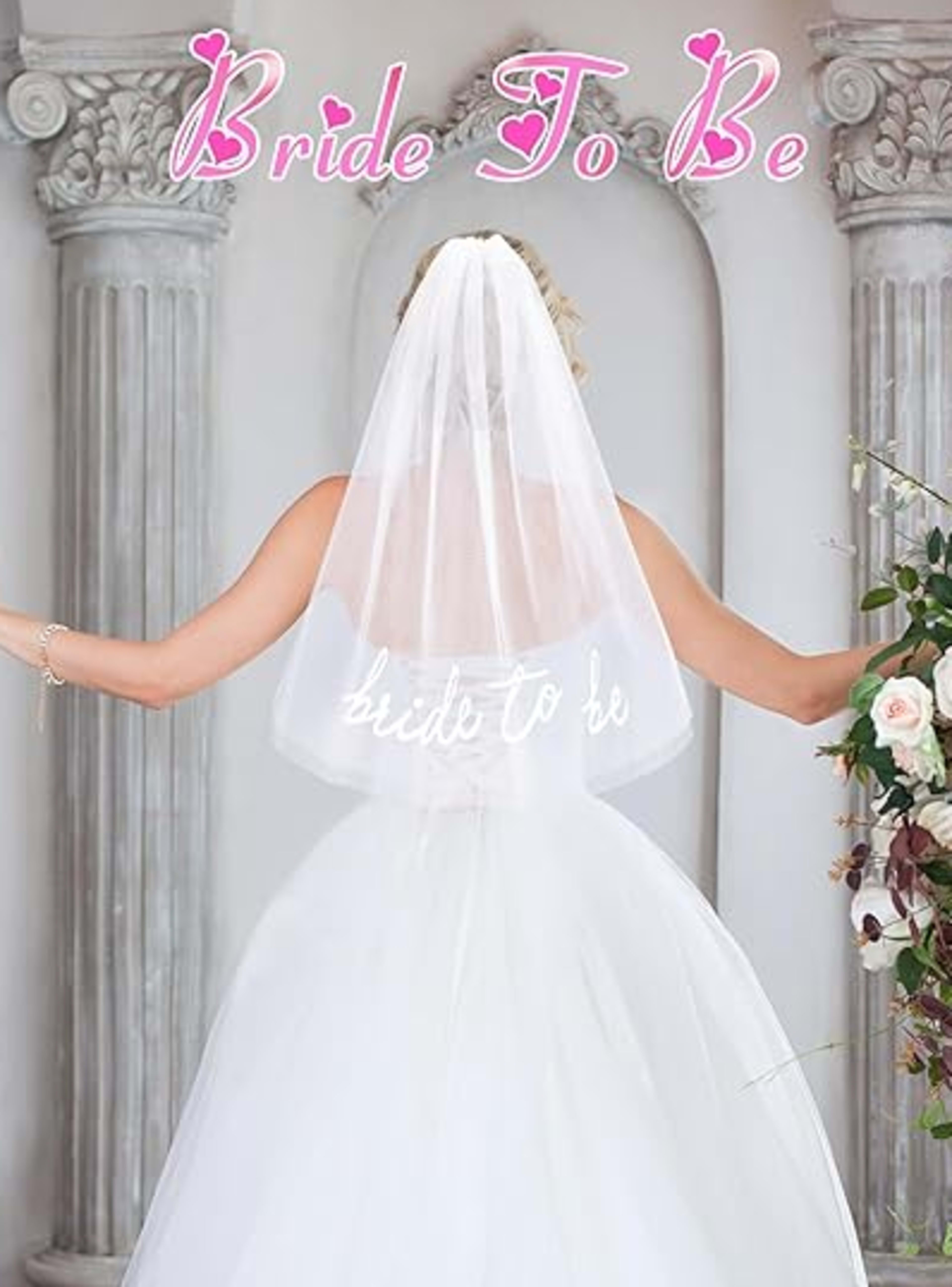Bride To Be Embroidered Veil Bachelorette Party BachParty Accessory Bride To Be Headband White Bridal Veil Headpiece For 3