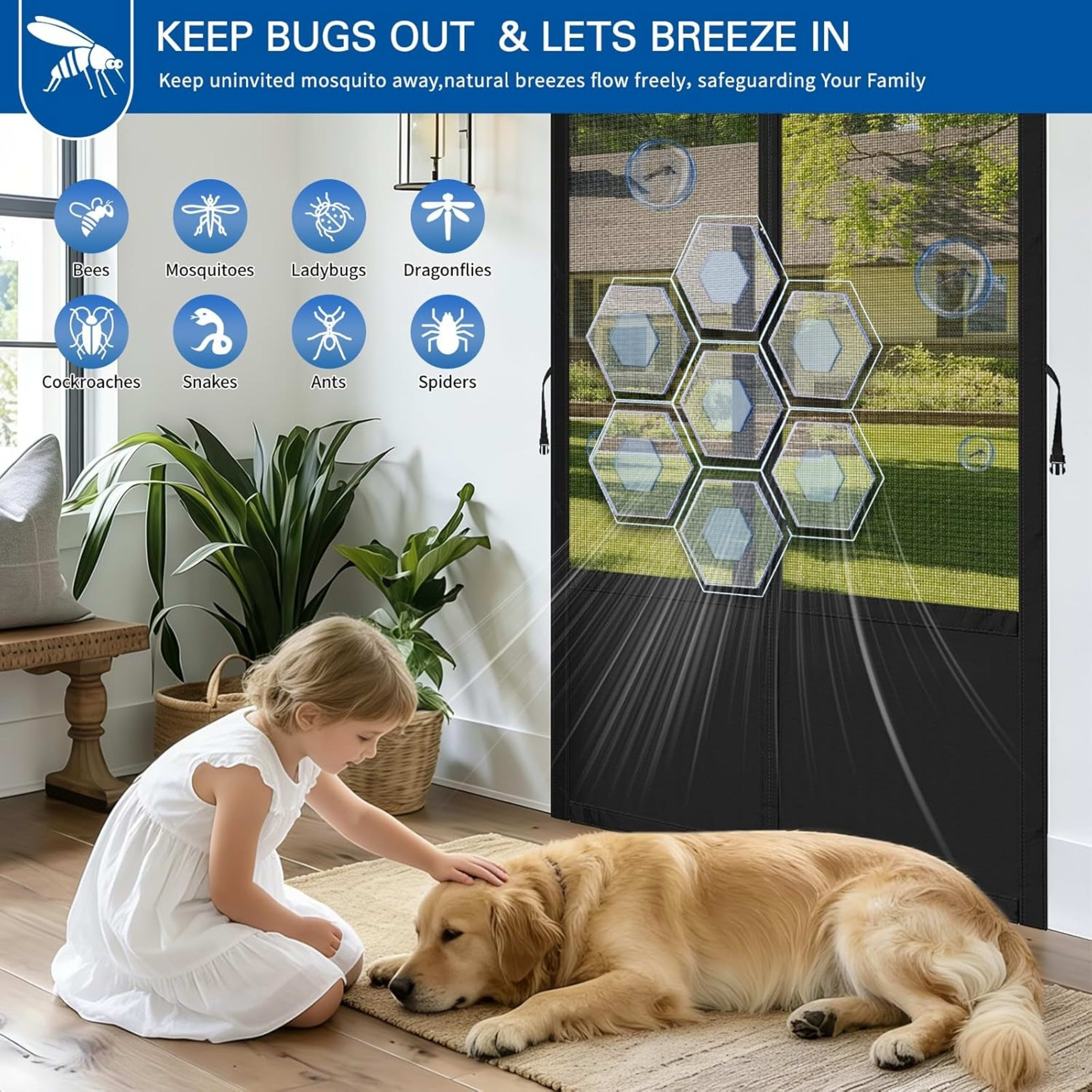 Magnetic Mesh Door Screen, No Drilling Required, Anti-Mosquito Dustproof, Automatic Closure, Pet Friendly, Ideal For Liv 12