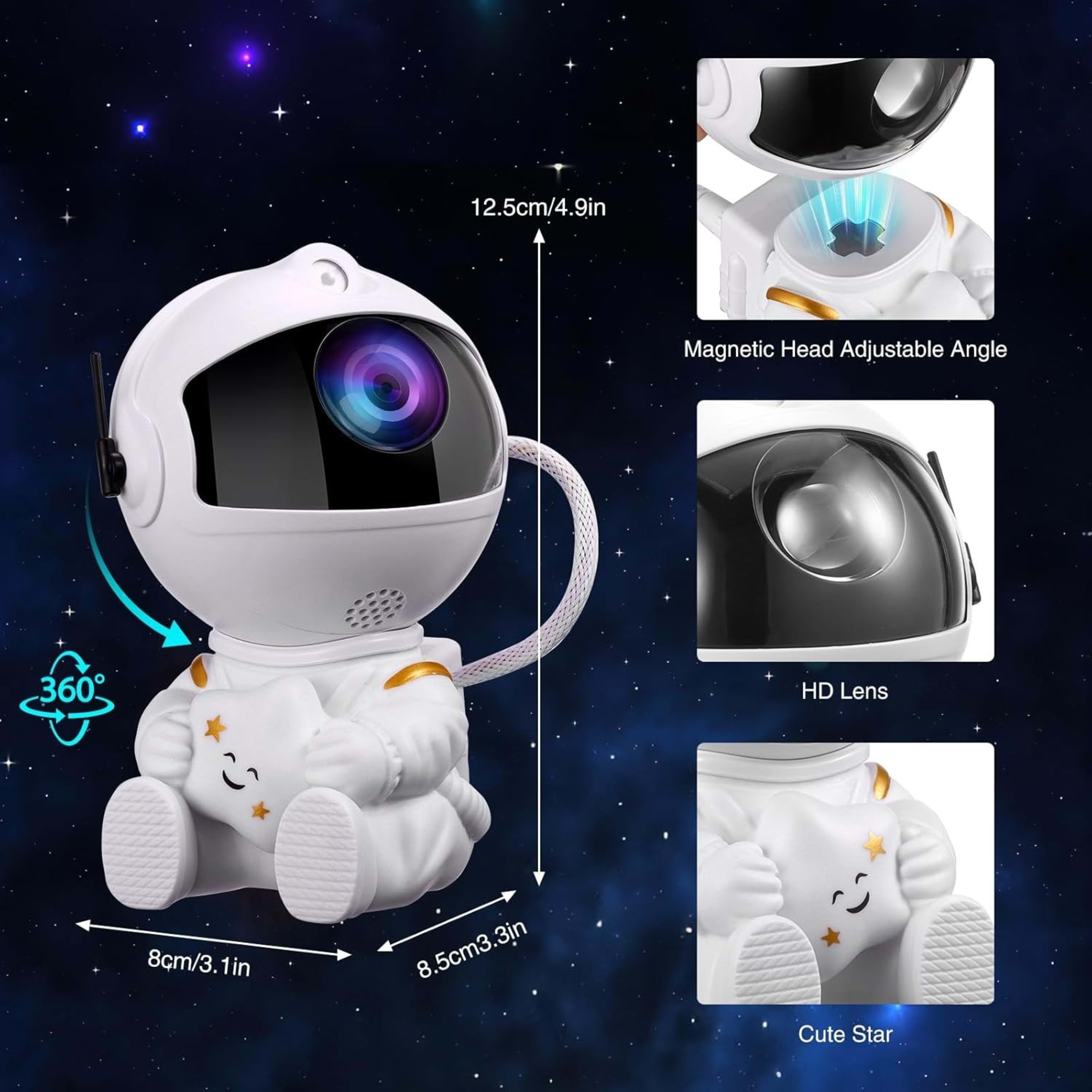 Astronaut Galaxy Projector, 360 Adjustable Star Projector, Starry Night Light Projector With Timer And Remote Control, U 10