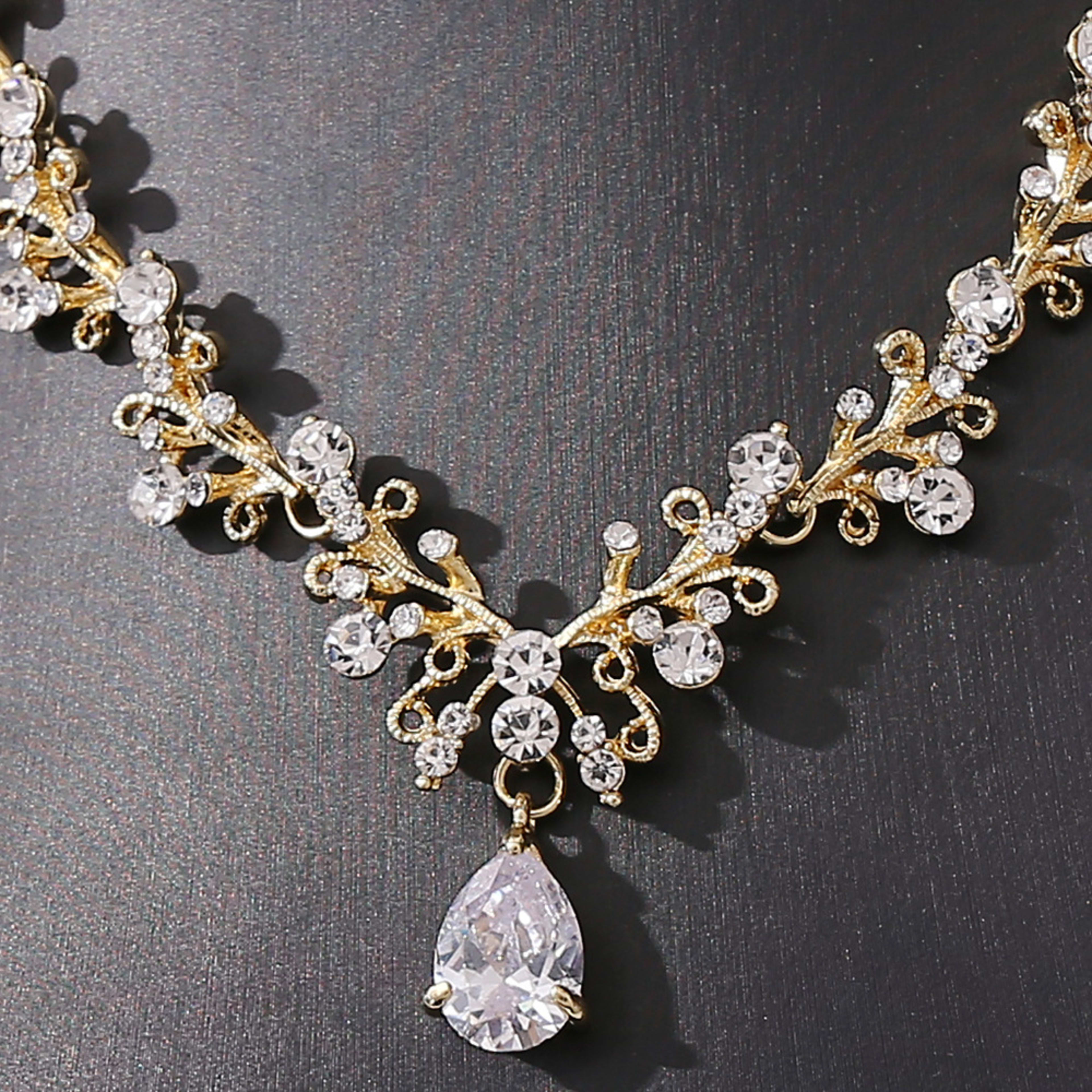 Bridal Rhinestone Zircon Earring Necklace 1