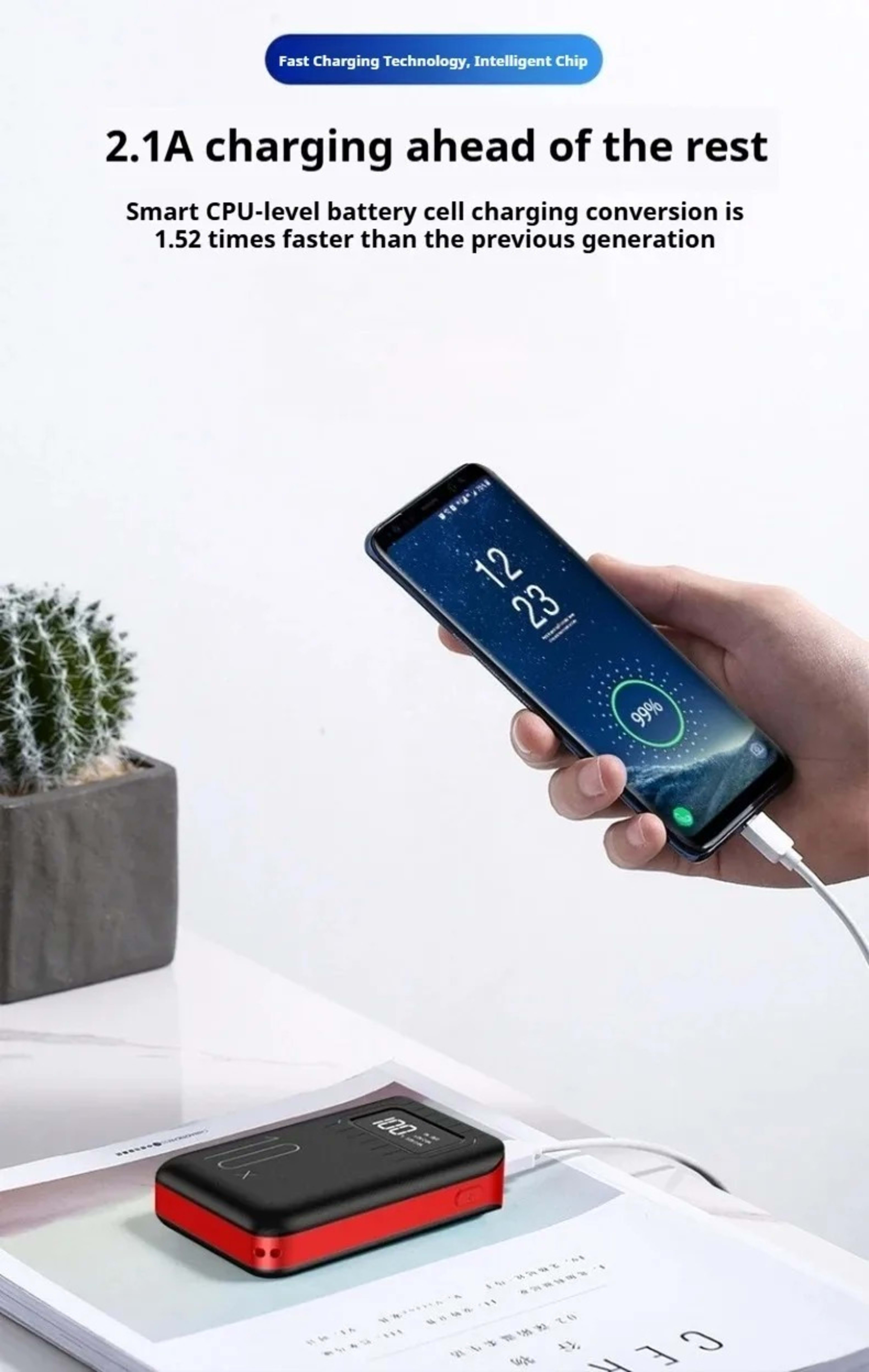 Portable Power Bank With High Capacity 10000 MAhAnd Fast Charging Function, Compatible With IPhone And Samsung. 3
