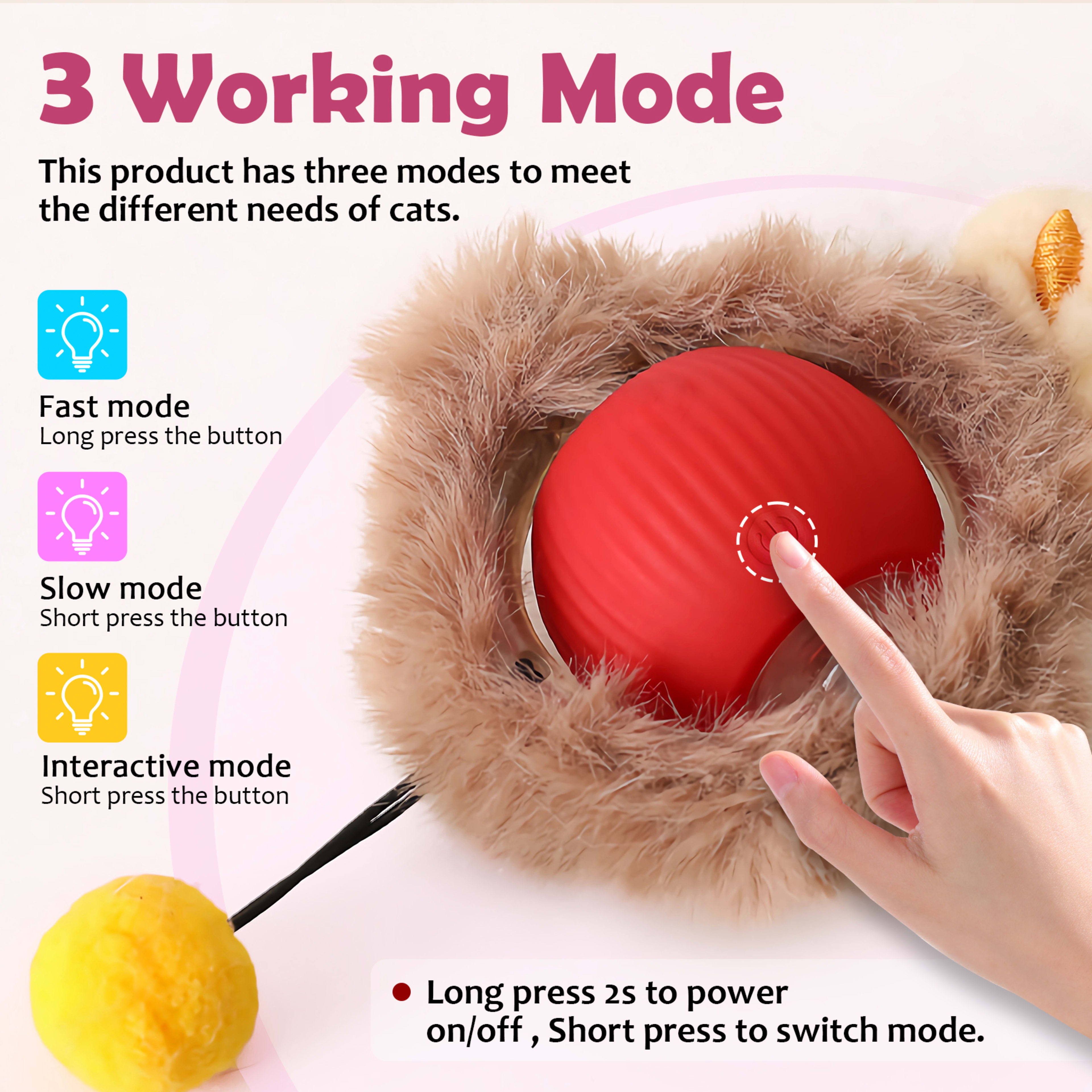 Interactive Toys Ball For Cats, Dog,Agile Moving Cat Ball ,Motion Activated Automatic Moving Ball With Lights,with Fluff 11