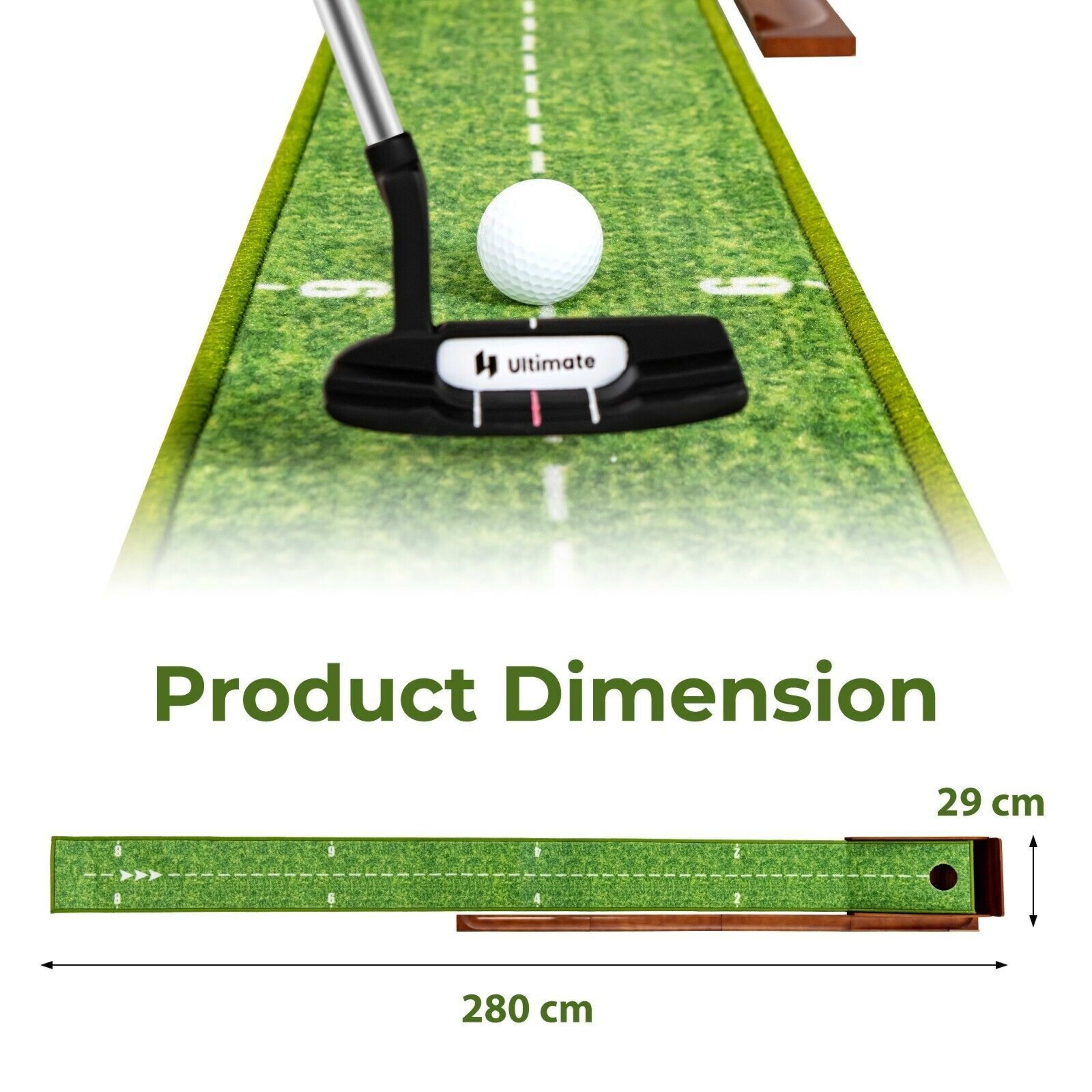 Golf Putting Mat Putting Green Practice Training Aid Auto Ball Return One Hole 9