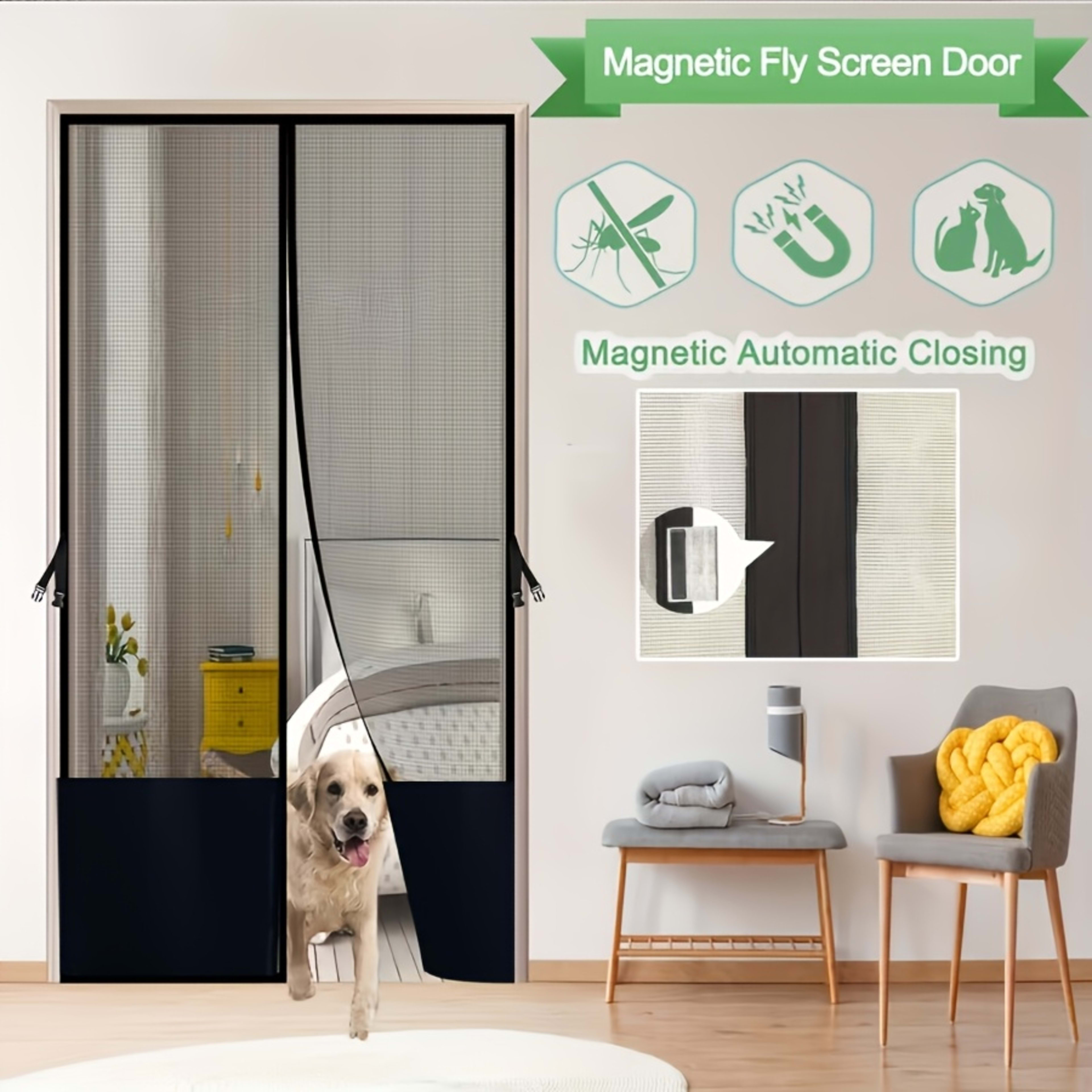 Magnetic Mesh Door Screen, No Drilling Required, Anti-Mosquito Dustproof, Automatic Closure, Pet Friendly, Ideal For Liv 7