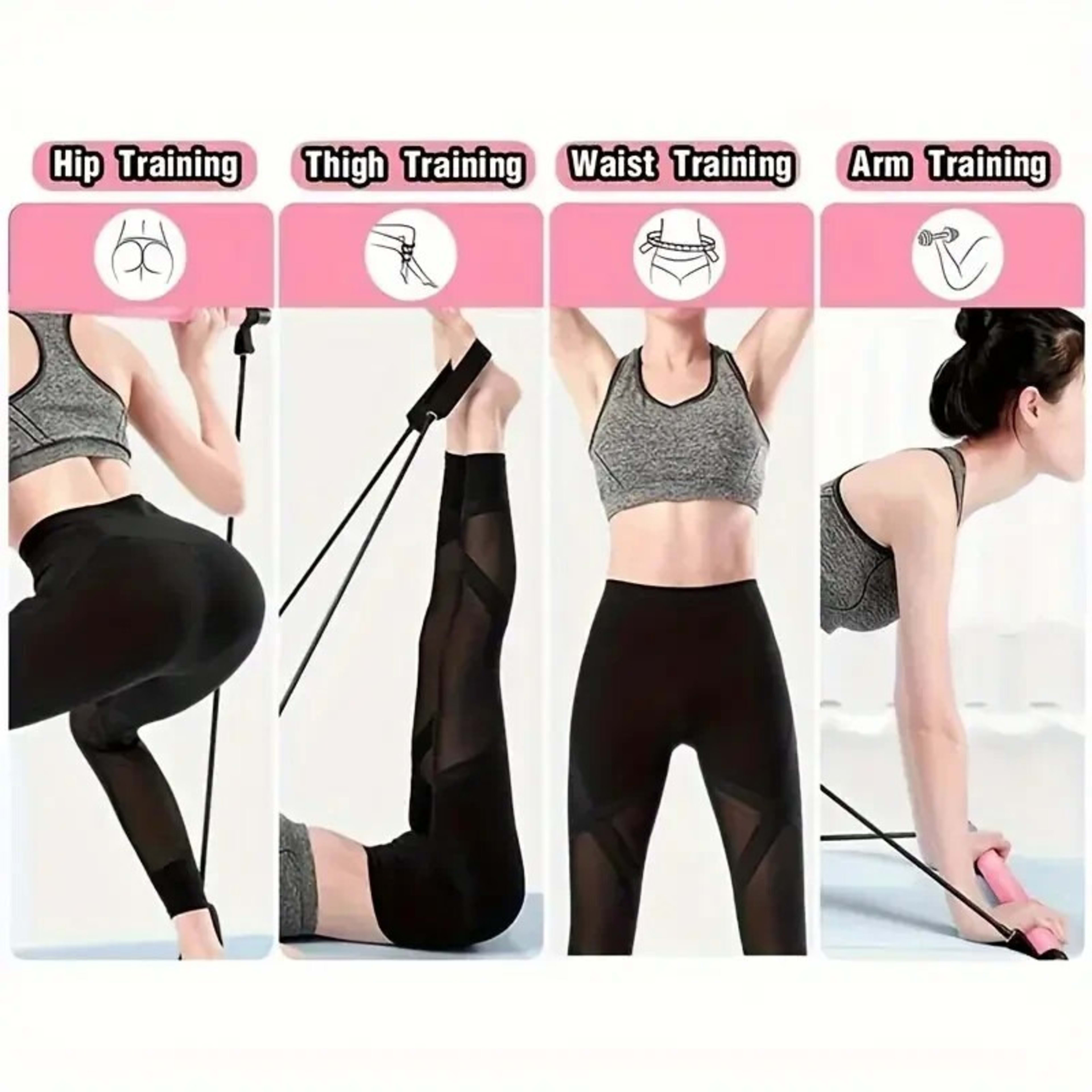 Pilates Bar Kit With 6 Resistance Bands Home Gym Fitness Training Workout Set 11