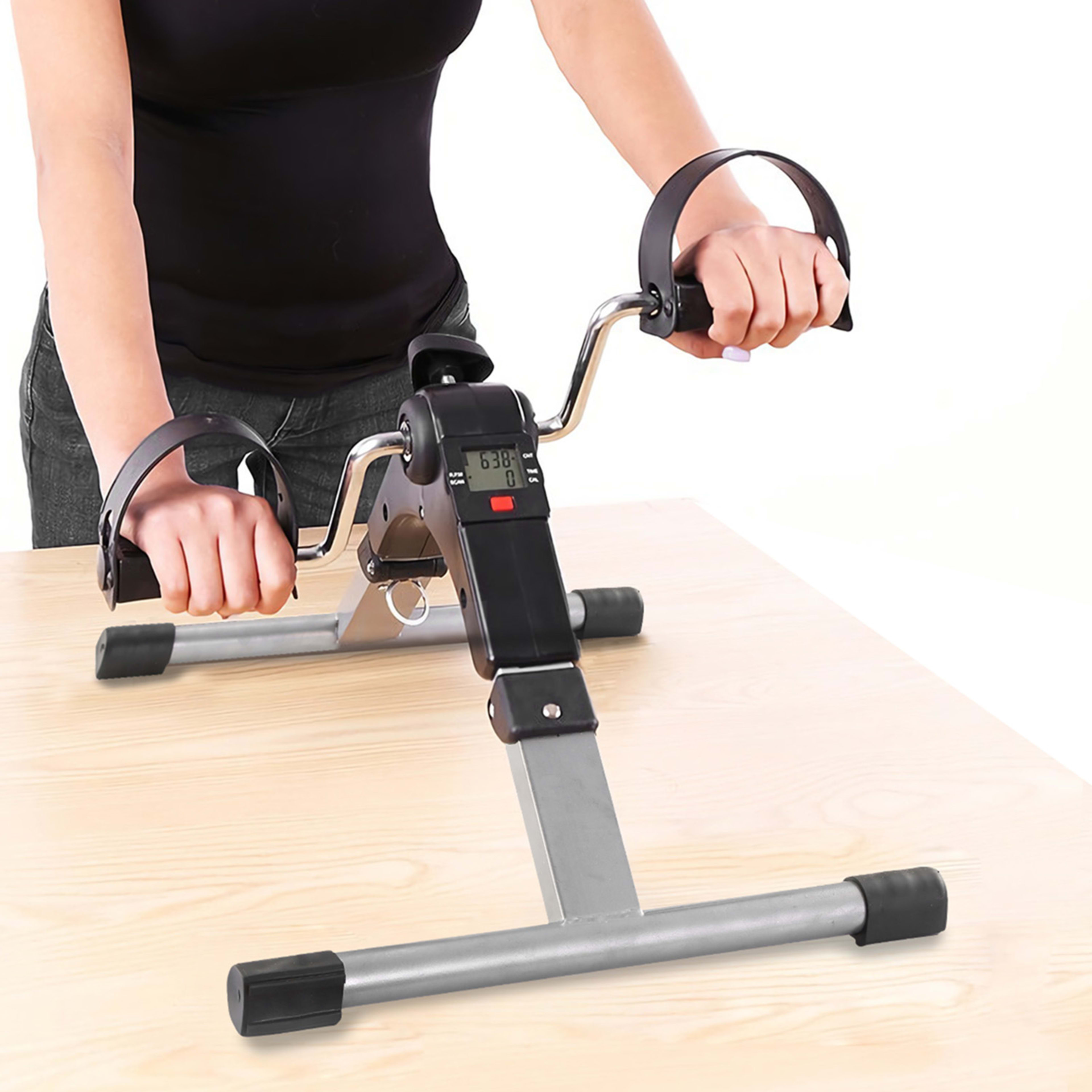 1Pc Foldable Exercise Bike Pedal Fitness Exerciser Cycle Bike  LCD Display Mini Pedal Exerciser For Leg Arm Physical The 10