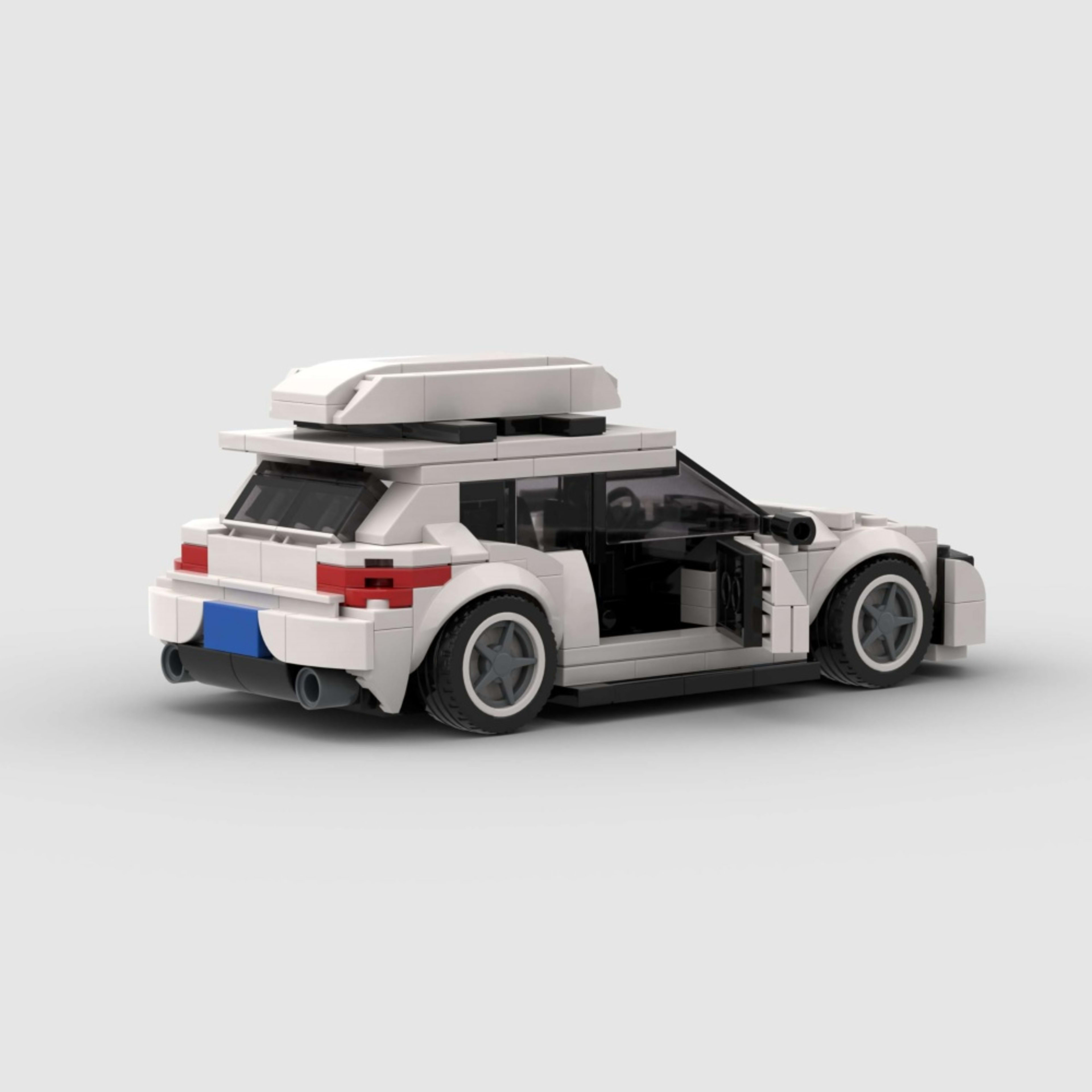 340PCS City Car White Hatchback Building Blocks With Roof Box, Modern Compact Wagon Car Toy Kit For Kids And Adults, Col 2
