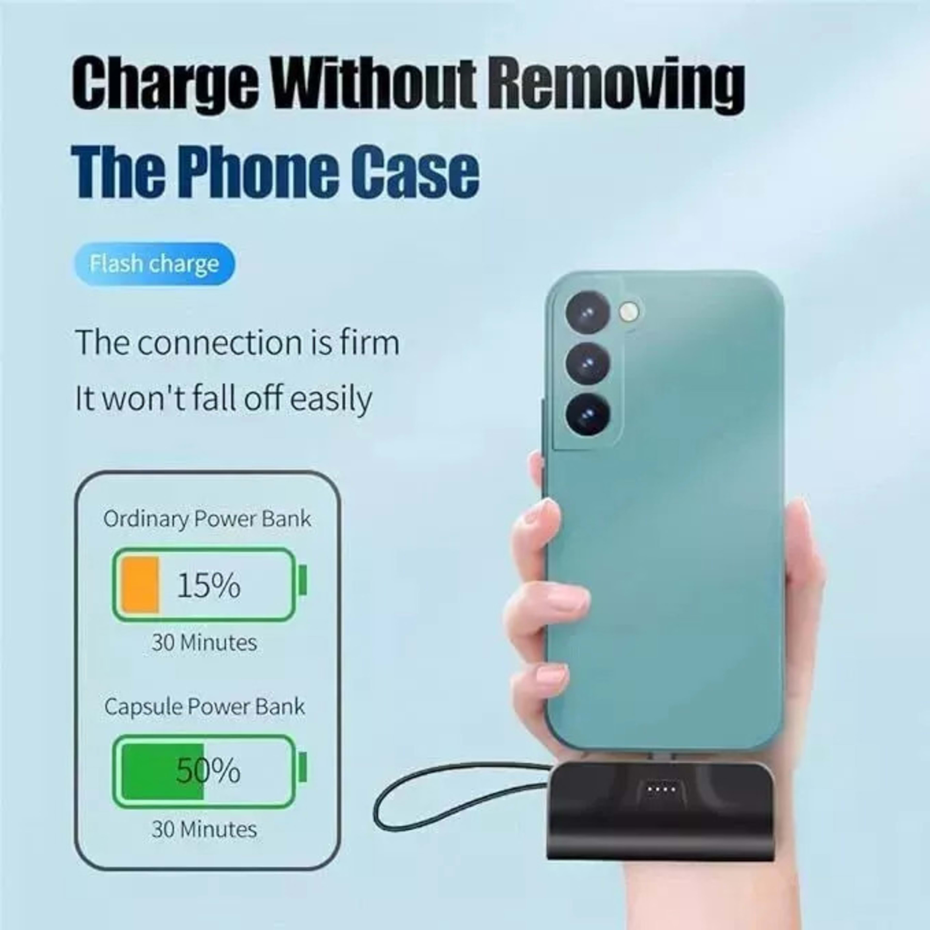 5000mAh Pocket-sized Mini Power Bank, 20W Fast Charging Function, Portable Charging Adapter For IPhone Android Smartphon 2