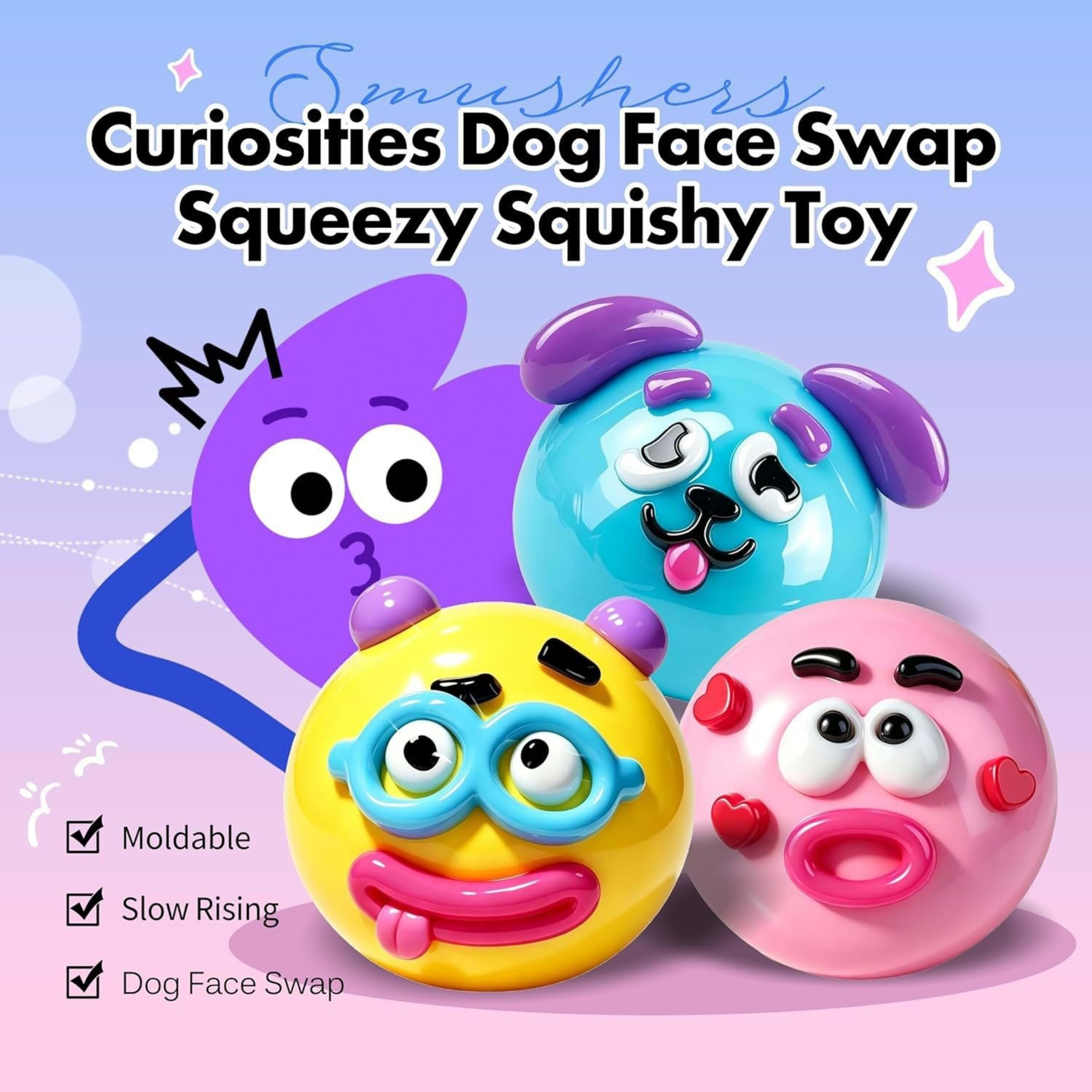 Funny Dog Changing Face Rainbow Pinch Music Slow Rebound Decompression Toy Press Net Celebrity Decompression Artifact 7
