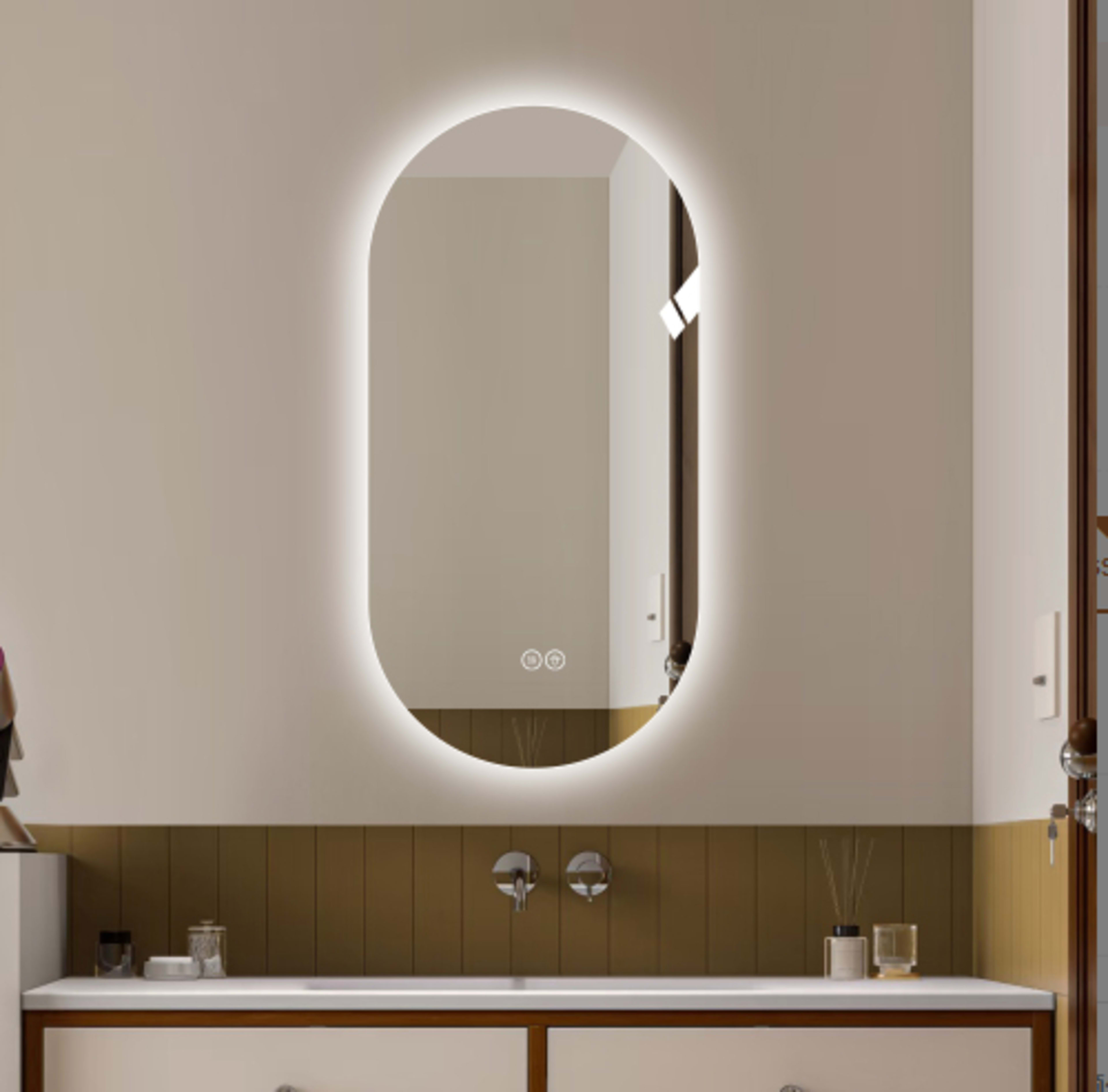 48x24 Inch Smart Wall Mounted LED Touch Screen Anti-fog Mirror Bathroom Mirror, Barber Shop Mirror 3