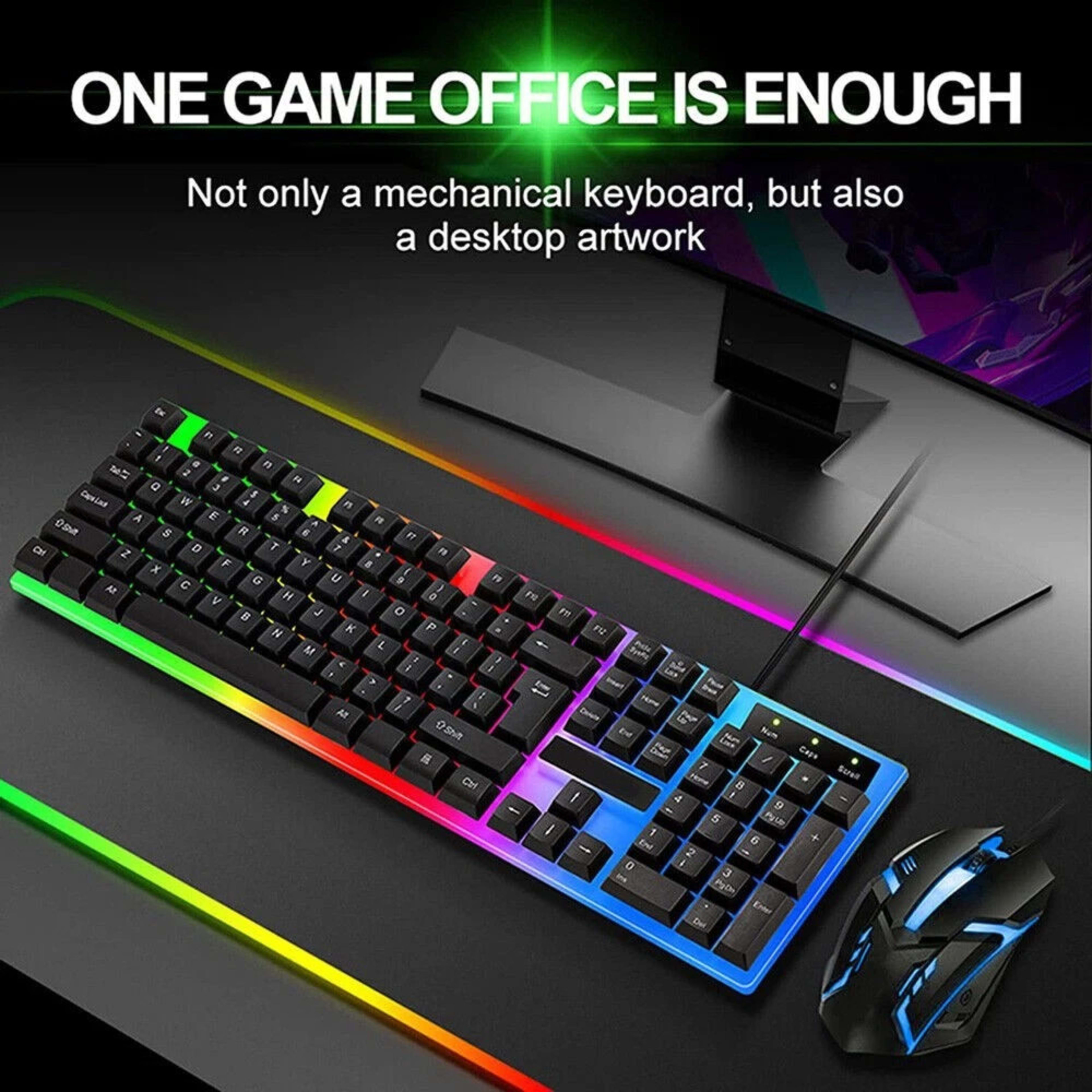 UK Gaming Keyboard And Mouse Set RGB LED USB For PC Laptop Xbox One PS4 PS 11