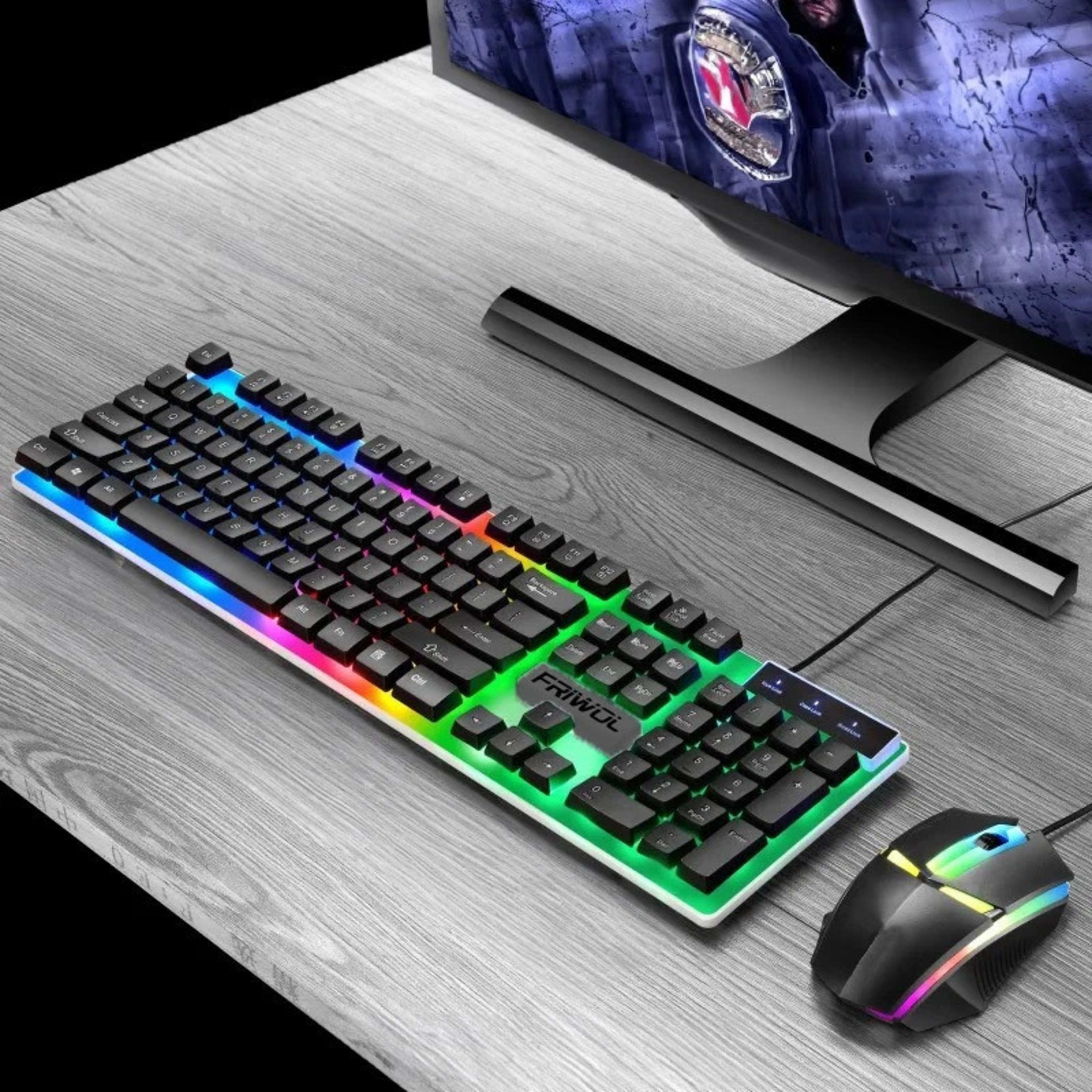 UK Gaming Keyboard And Mouse Set RGB LED USB For PC Laptop Xbox One PS4 PS 8