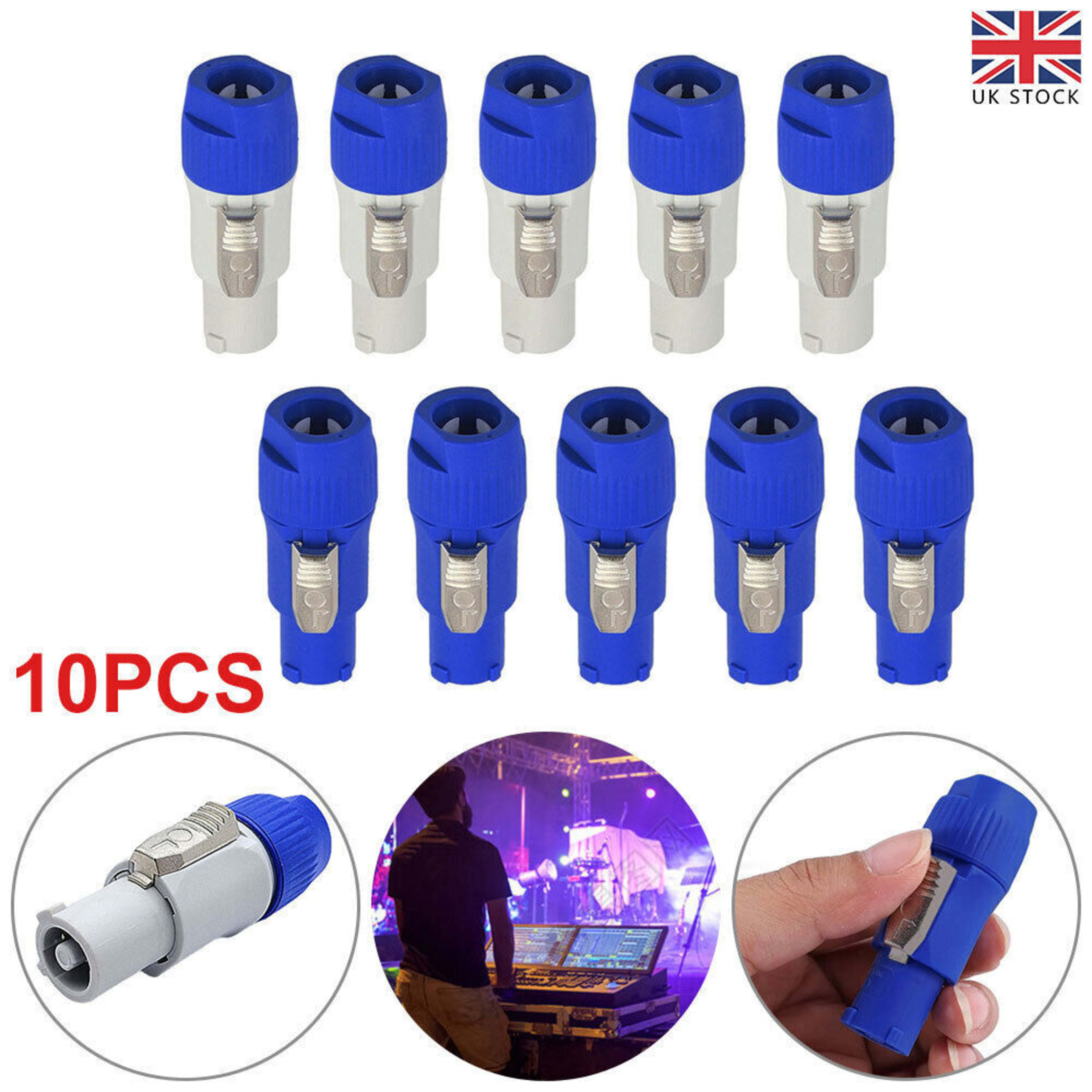 10pcs NAC3FCA Speakon Plug 3 PIN Male Powercon Connector 20A 250V AC Power Plug- 6
