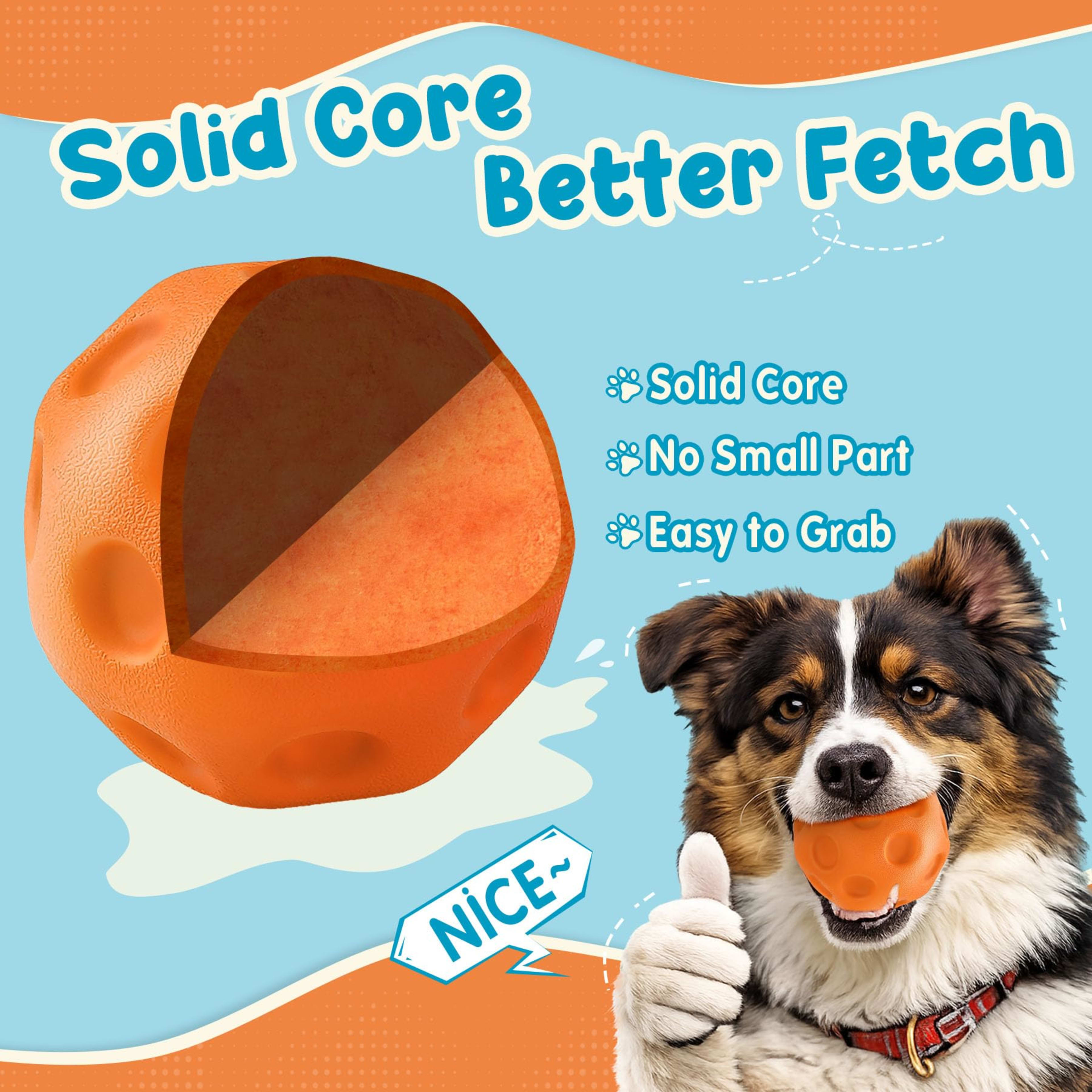 3 Pack Dog Balls For Medium & Large Dogs - High Bounce & Floating Fetch Balls, Interactive Outdoor Toys With Easy-Pickup 6