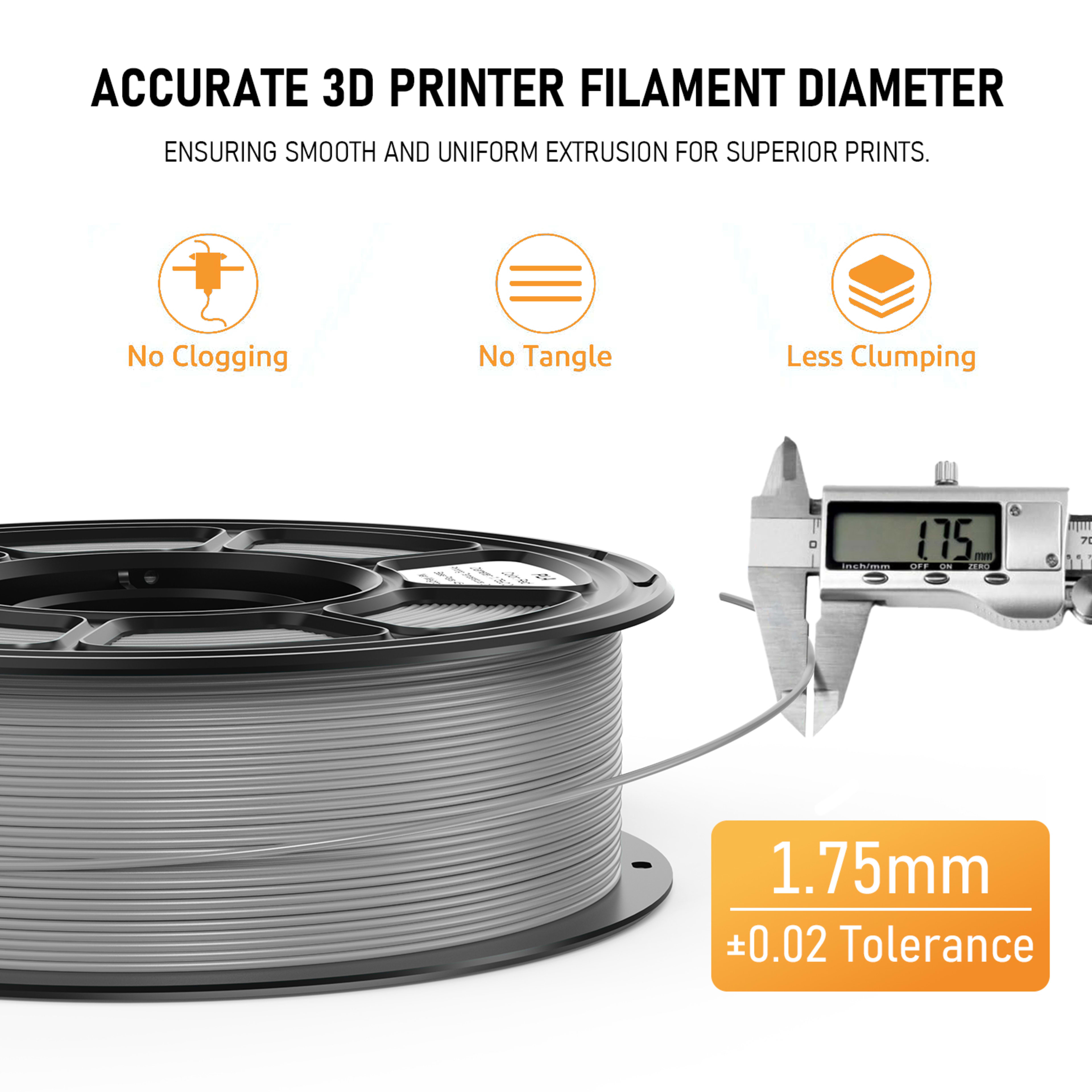 Silk PLA Filament 1.75mm, 1.1kg Spool, Glossy Shiny Finish, Smooth Printing 3D Printer Filament 8