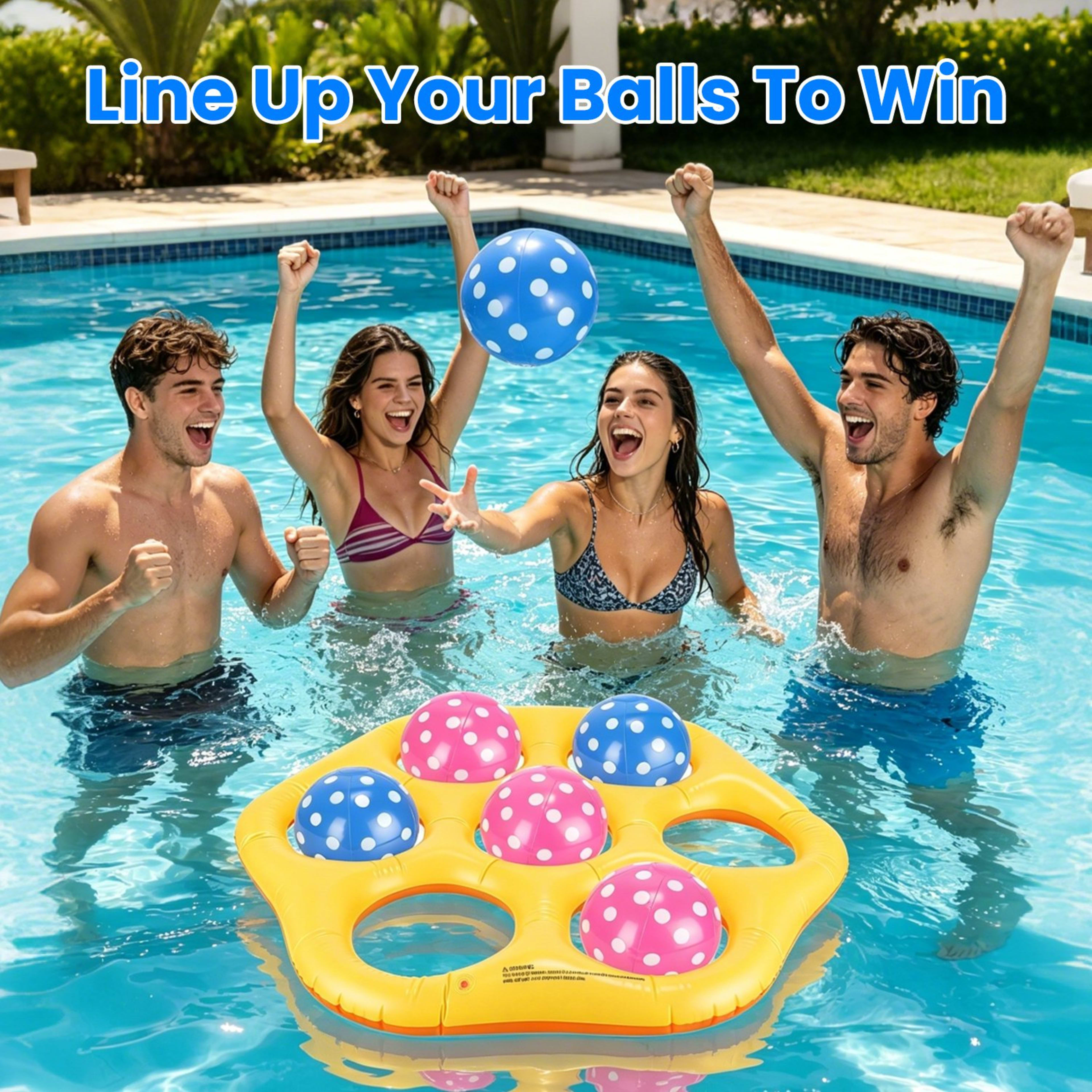 1Pc  Inflatable Tic-Tac-Toe Pool Game Set With 7 Balls Summer Water Toy Portable Inflatable Game For Pool Beach 9