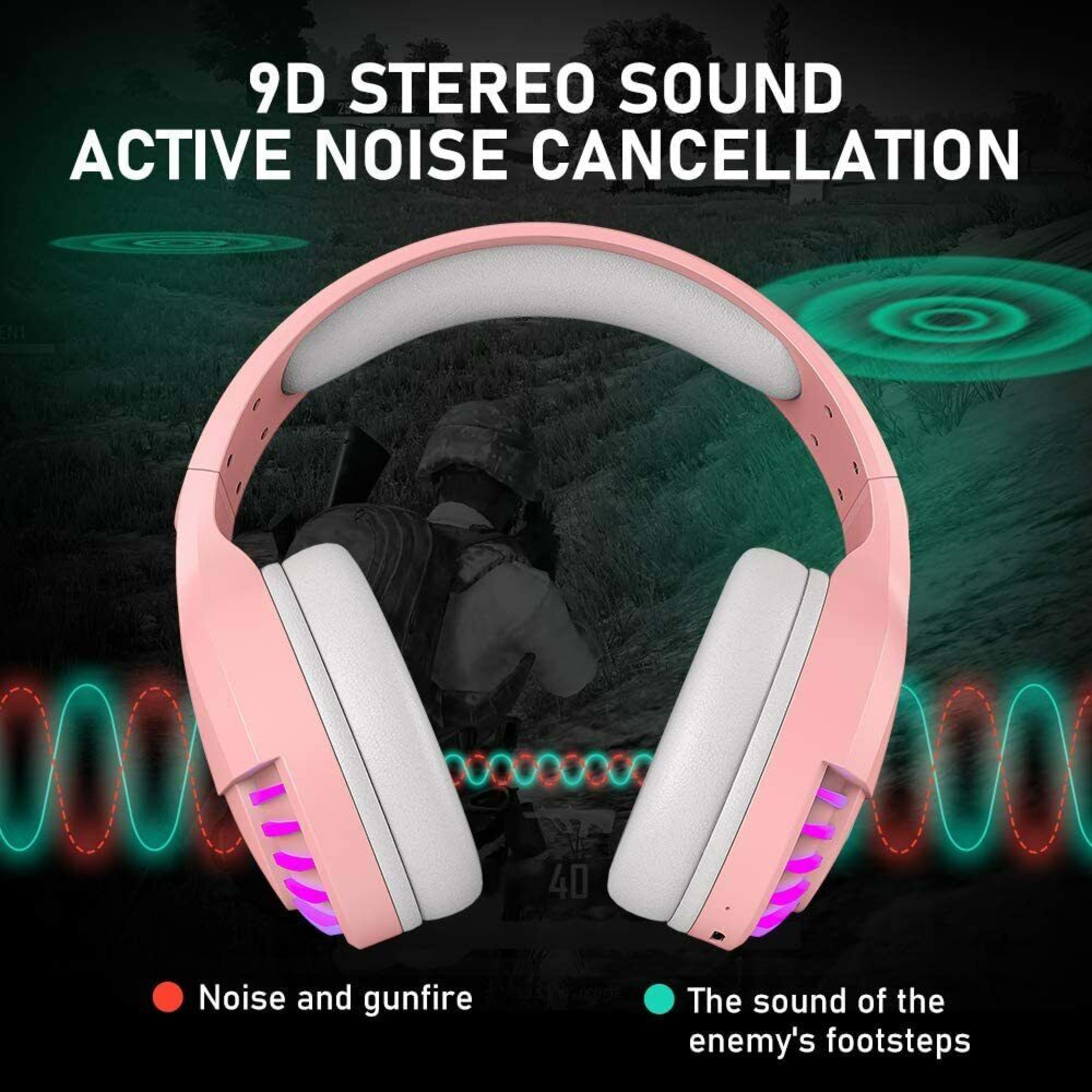 AU Wireless Bluetooth Gaming Headset Headphones Stereo For Laptop PC Phones Ipad 2