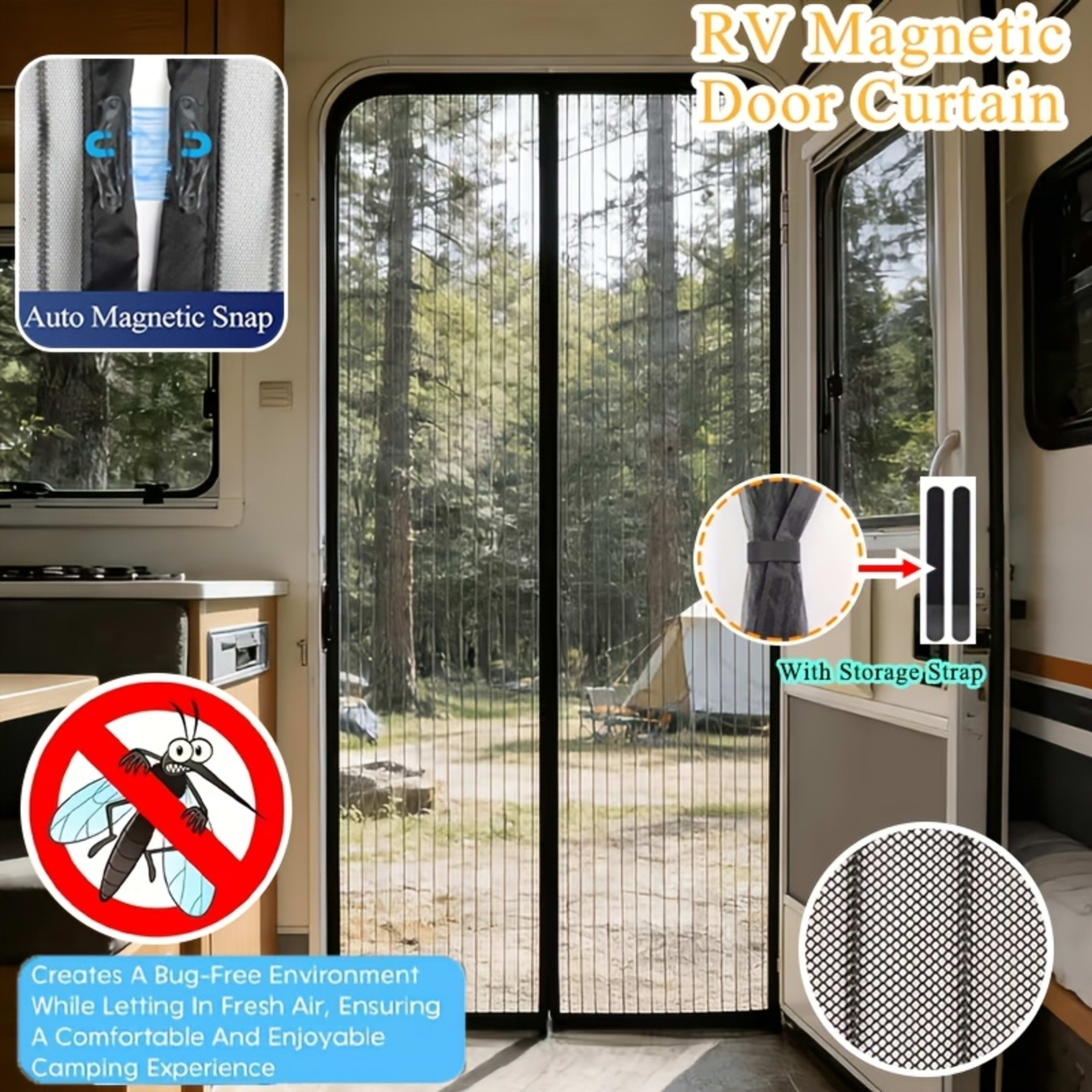 1pc RV Magnetic Screen Door - Easy To Install, Breathable, Mosquito-proof With Storage Straps, Suitable For Camper Vans, 2