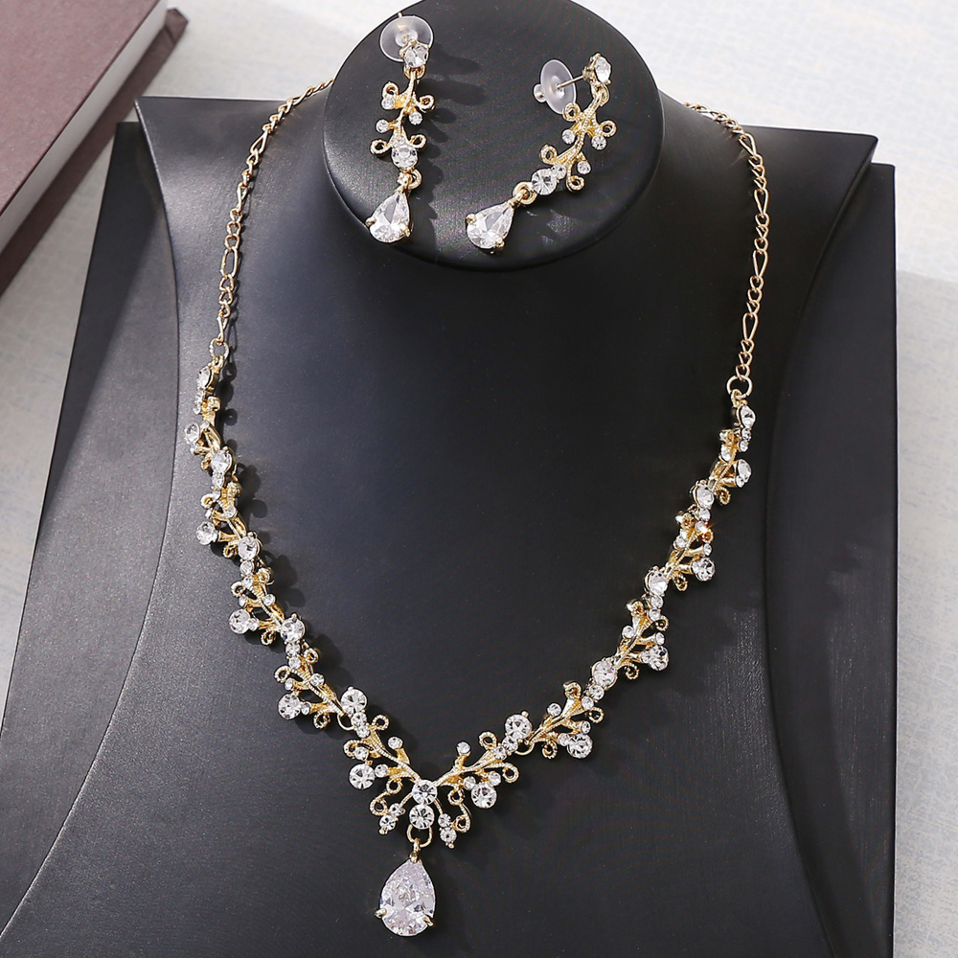 Bridal Rhinestone Zircon Earring Necklace 3