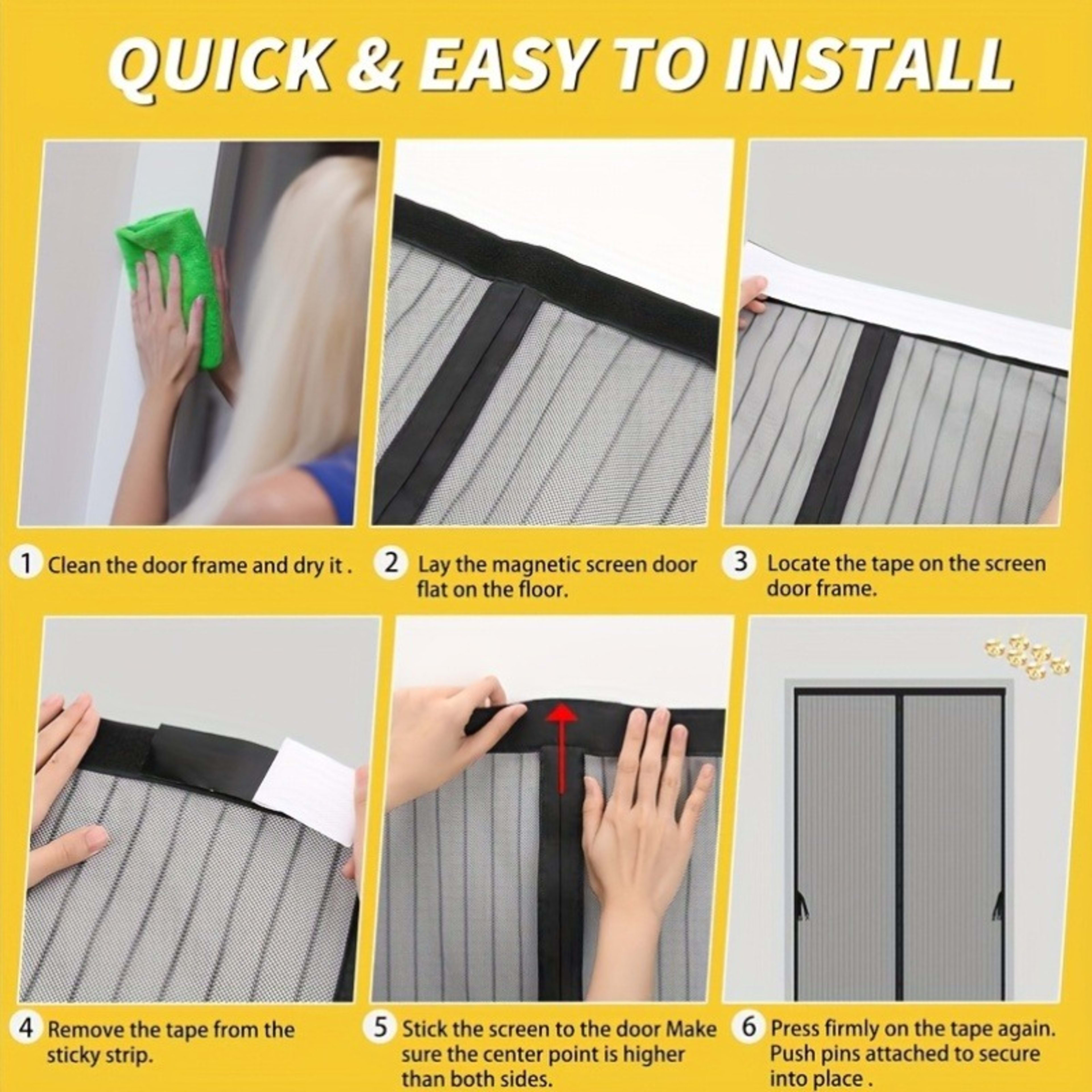 One Magnetic Mosquito Screen Door, Upgraded Summer Screen Window, No Drilling Needed, Made Of Diamond Mesh Material - In 10