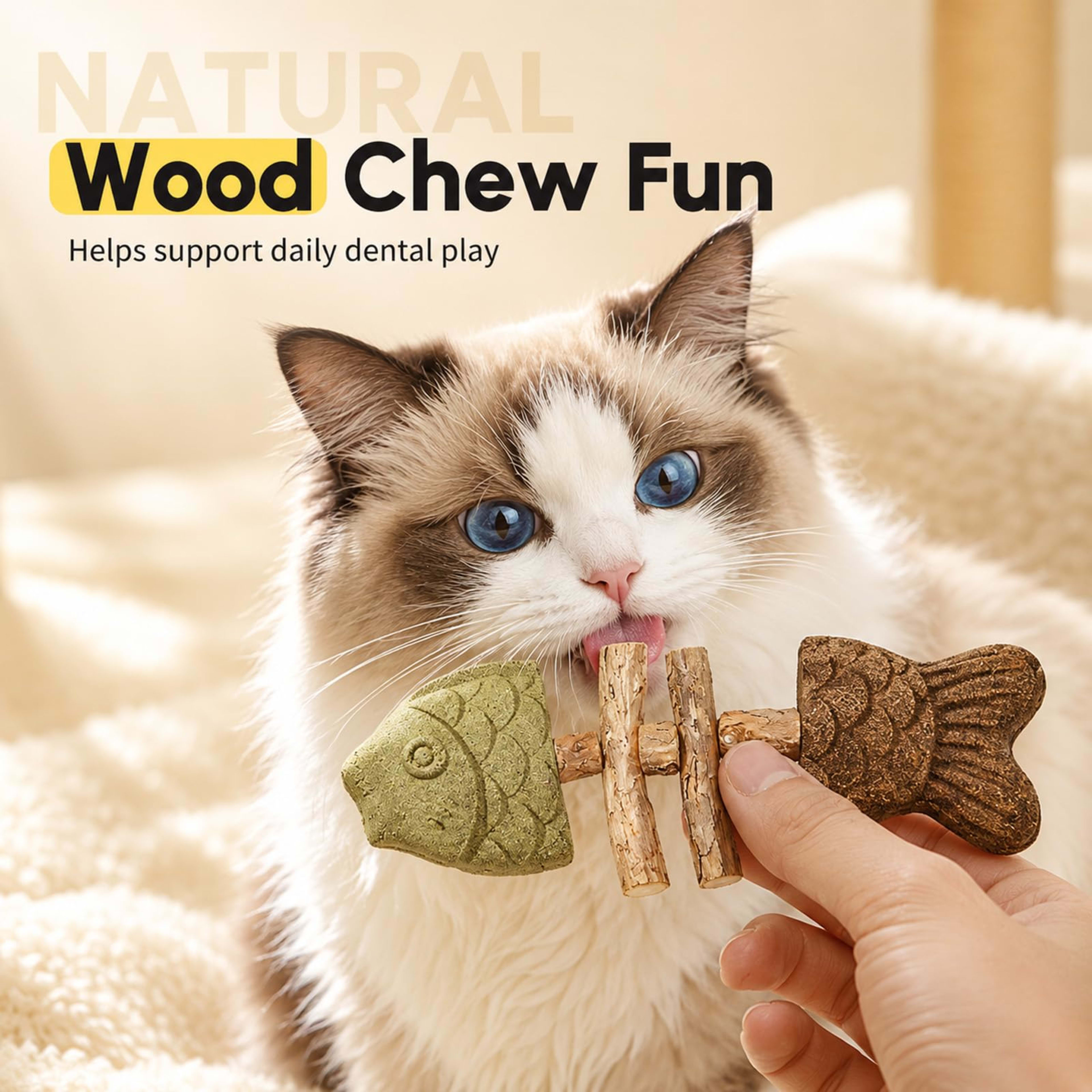 Catnip And Silvervine Chew, Natural Fishbone Chew Toy For Cats, Fishbone-Shaped Cat Dental Toy For Chewing, Licking, Paw 8