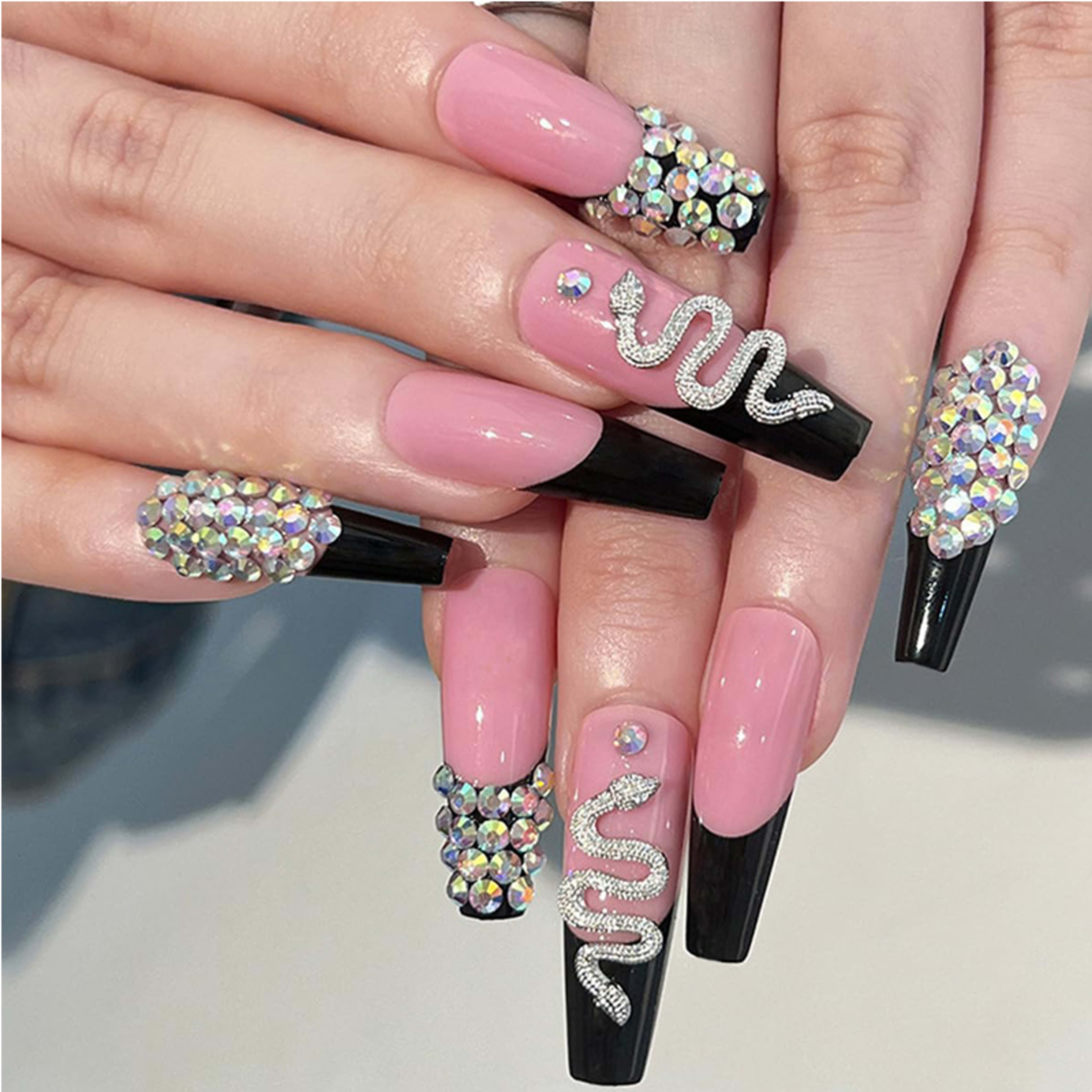 24 PCS Diamond Snake Nail Art 5