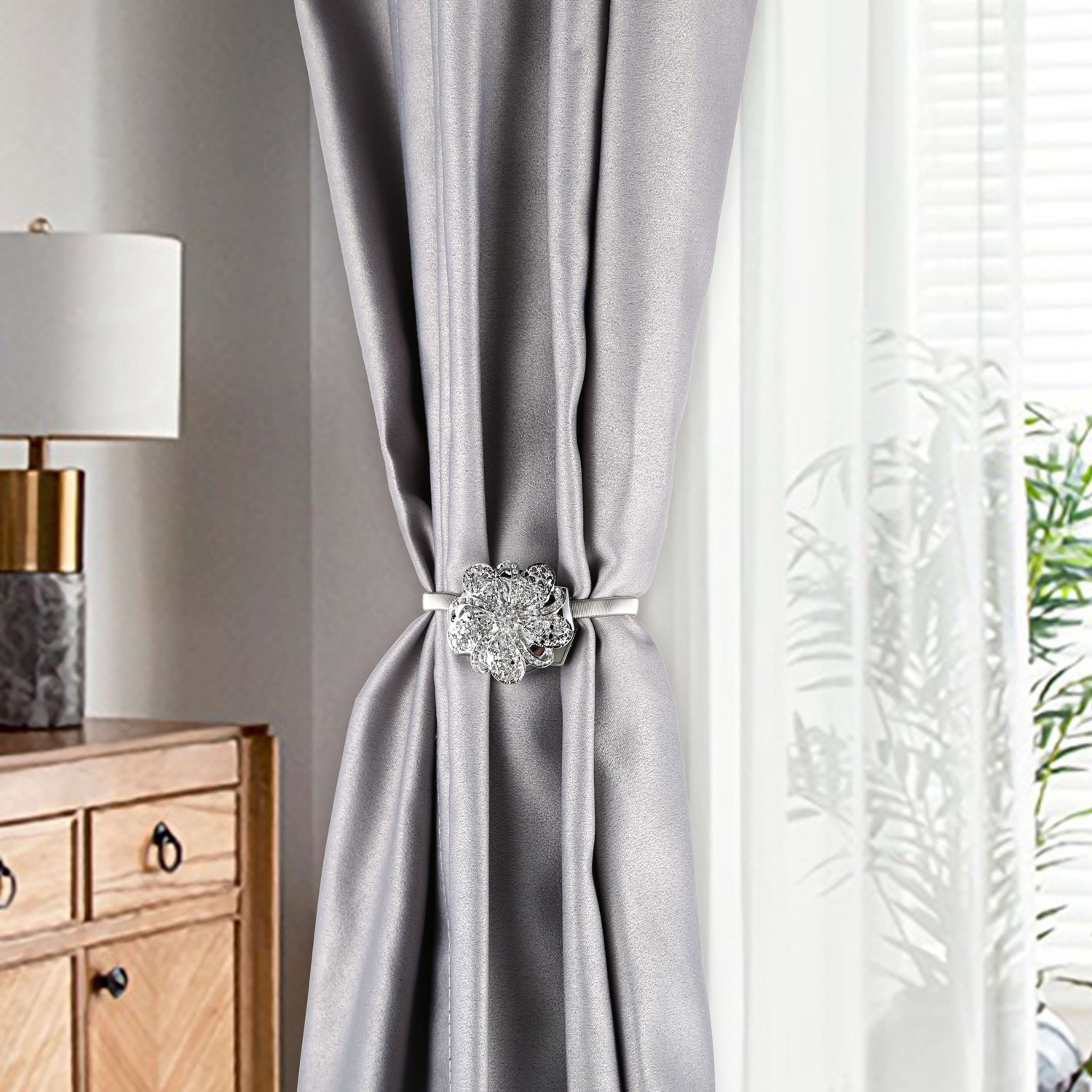 2 Packs Magnetic Curtain Tiebacks Extendable Floral Drape Holder Decorative Window Hangings Clip For Living Room Restaur 11
