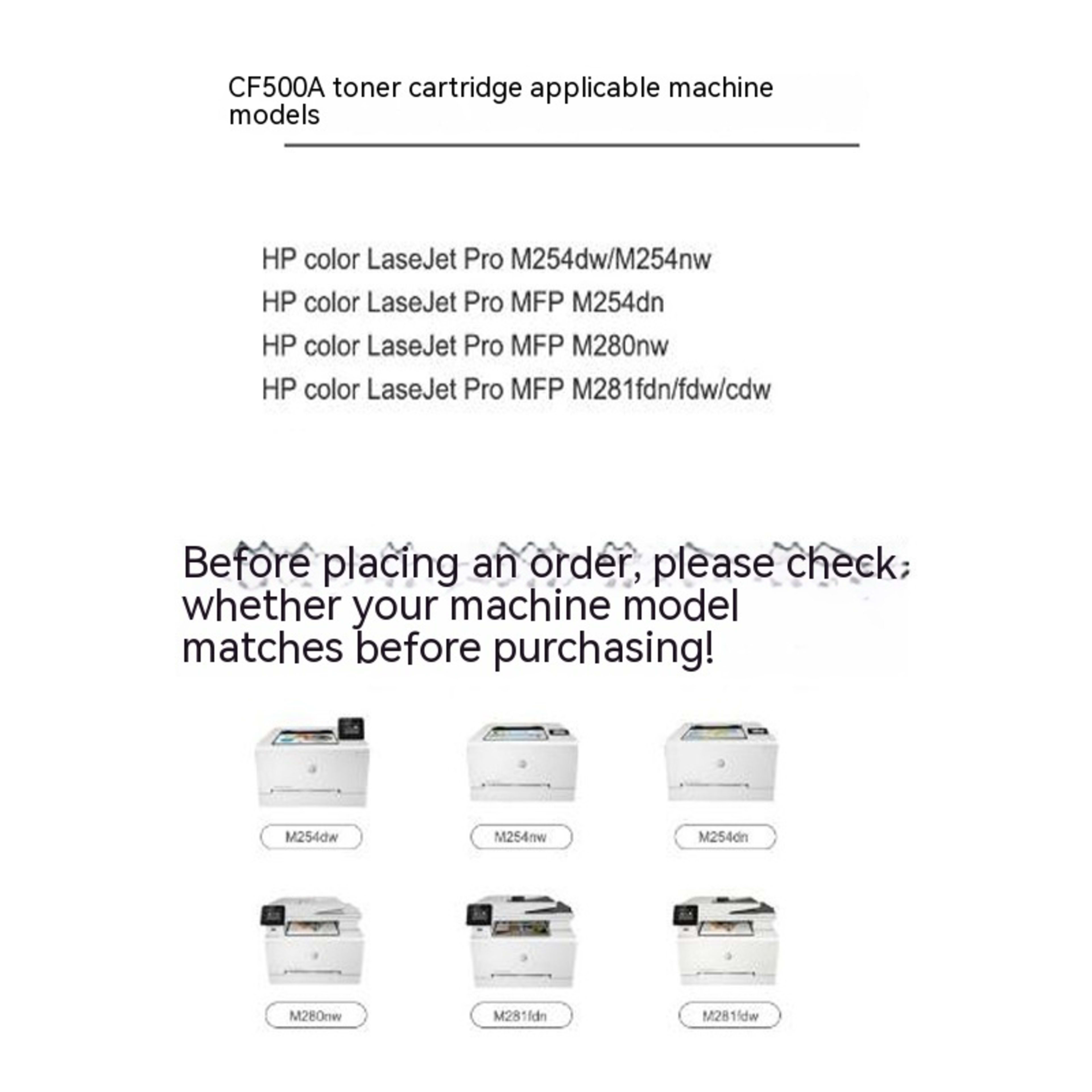 Applicable To M281fdw M280nw Toner Cartridge M254dwnw CF500A 202A Cf5 40 Toner Cartridge 9