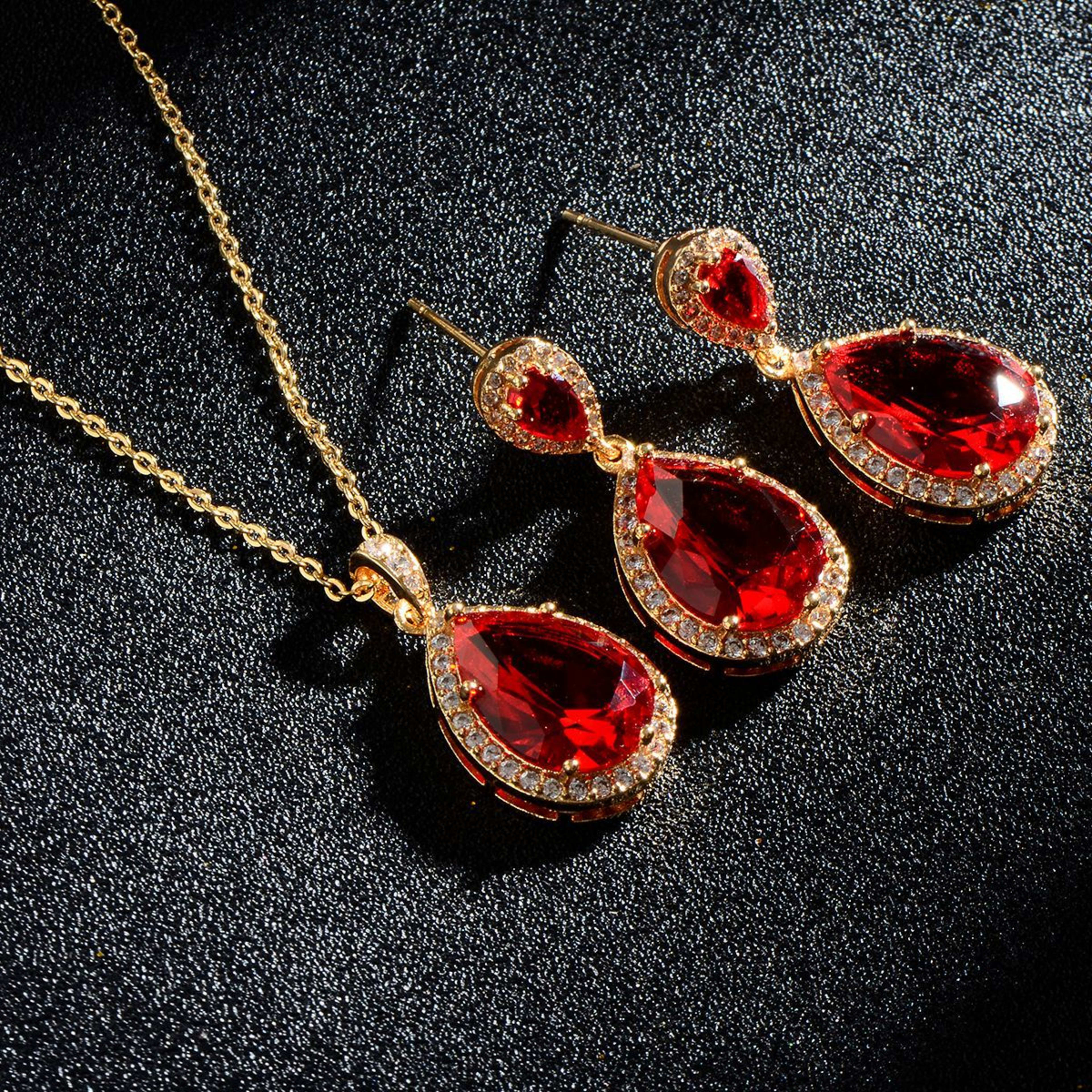 Bright Big Zircon Water Drops Necklace Eardrops Suit Bride Wedding Jewelry Simple Graceful 13