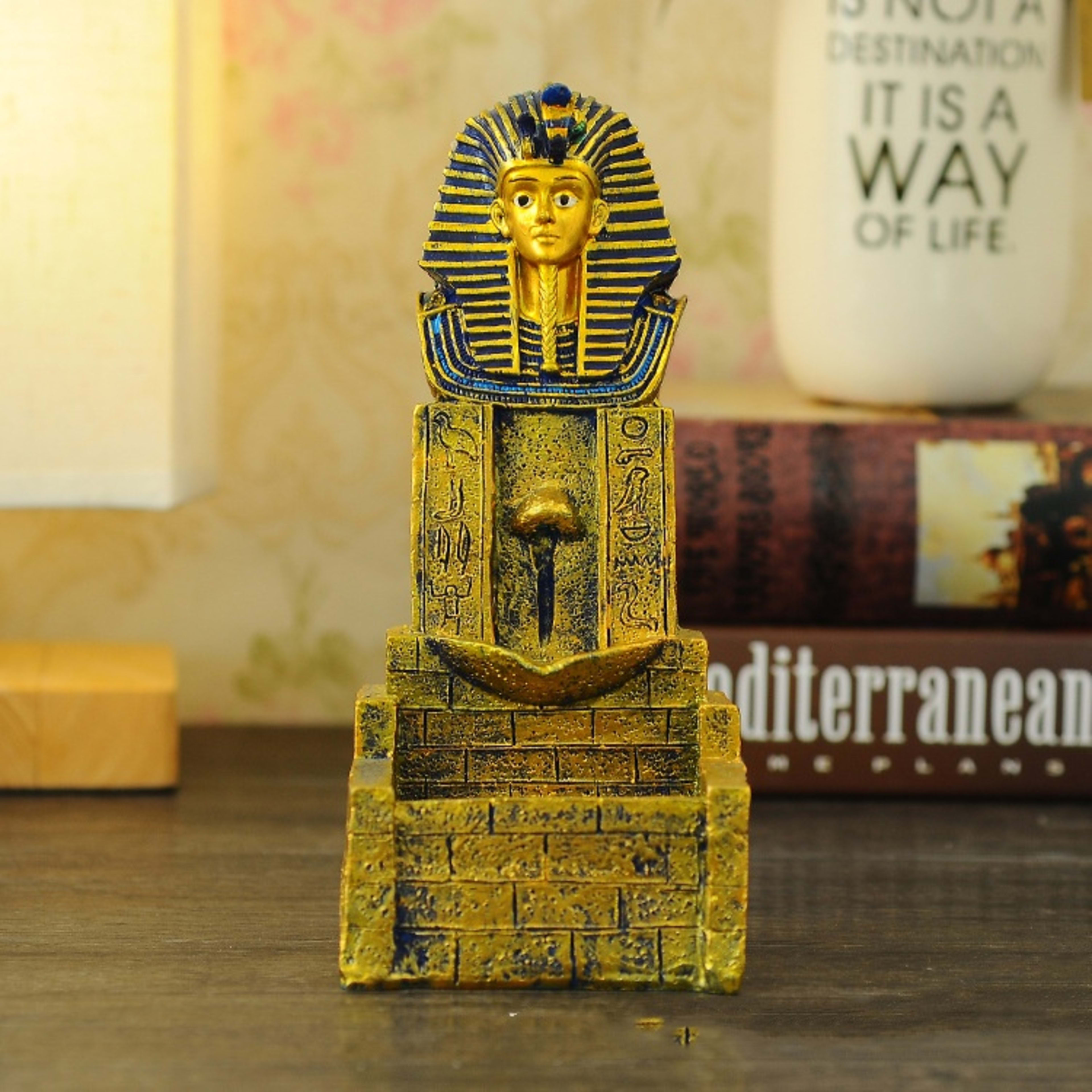 Creative Ancient Egypt Backflow Incense Burner Resin Crafts Home Buddha Ornament 8
