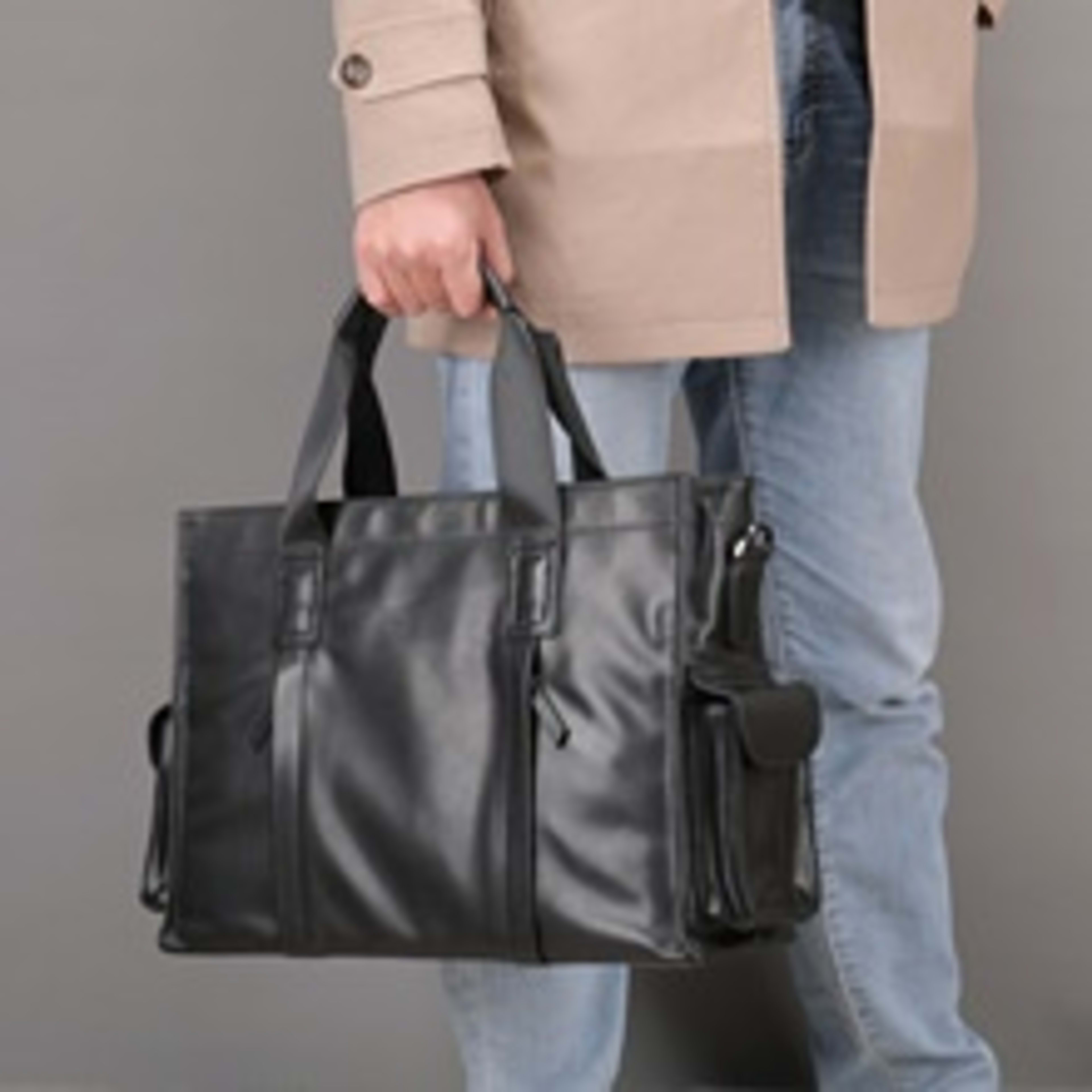 Genuine Leather Large Capacity Briefcase Men's Horizontal First Layer Cowhide Computer Storage Bag 3