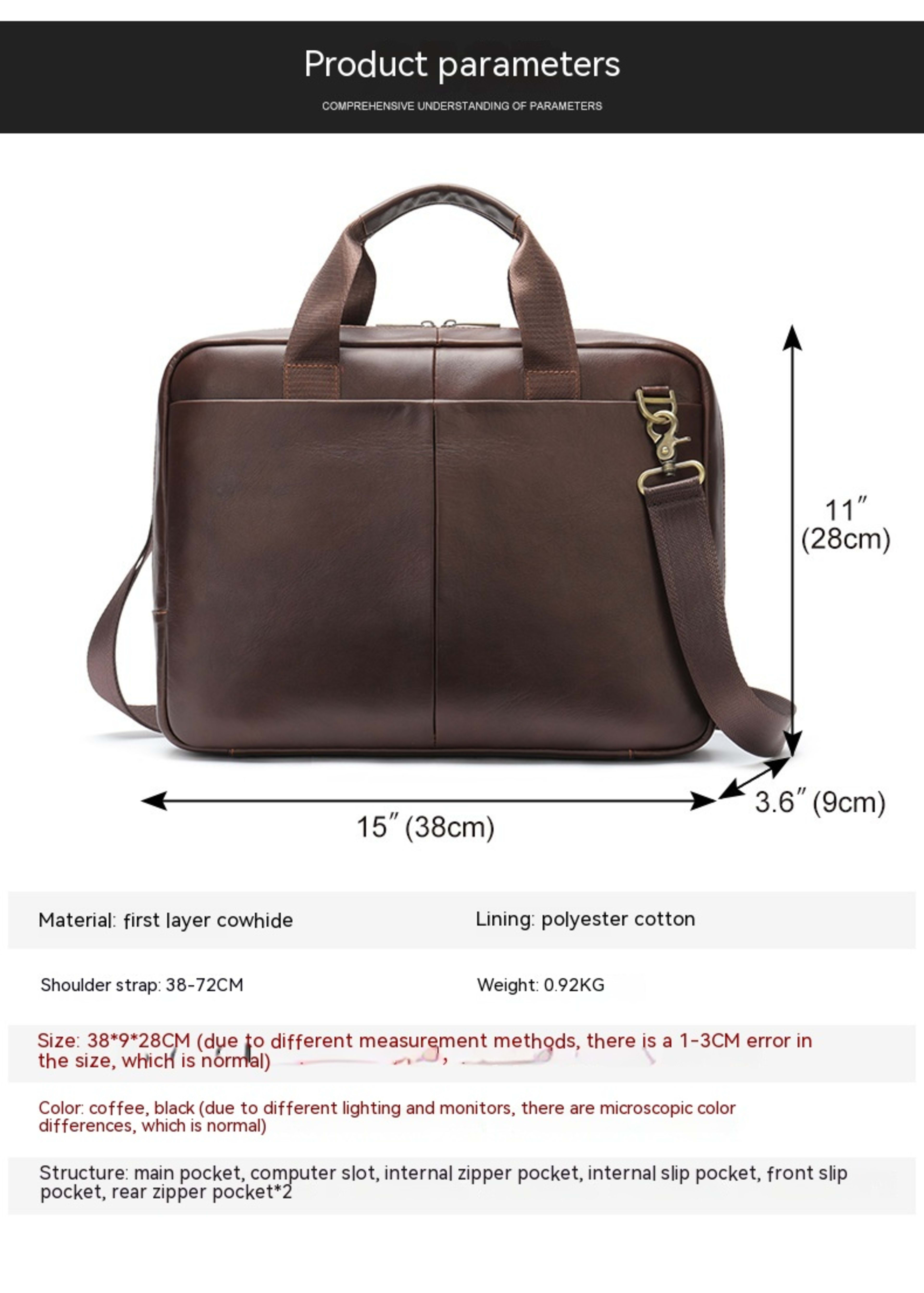Genuine Leather Large Capacity Briefcase Men's Horizontal First Layer Cowhide Computer Storage Bag 8