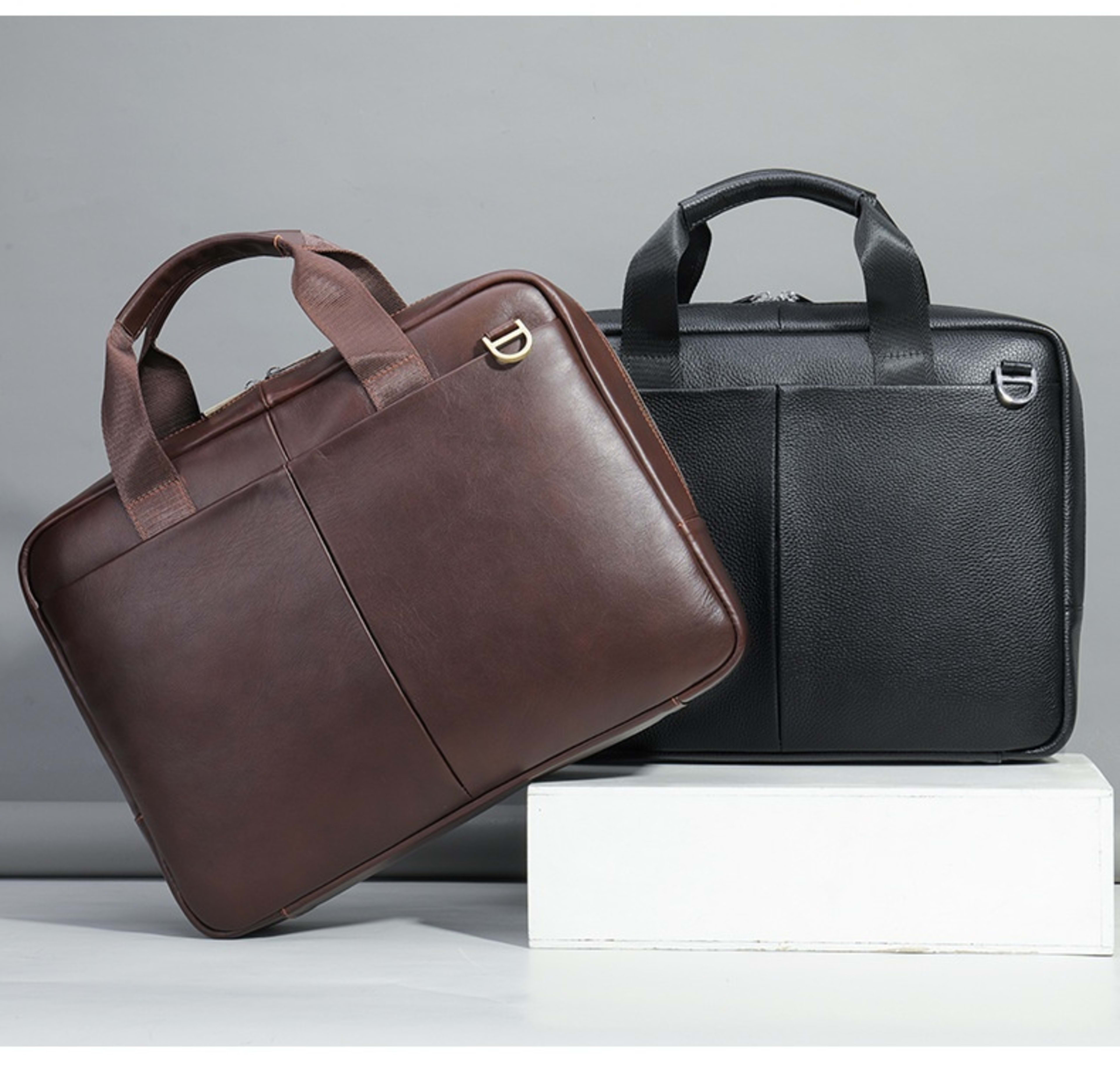 Genuine Leather Large Capacity Briefcase Men's Horizontal First Layer Cowhide Computer Storage Bag 1