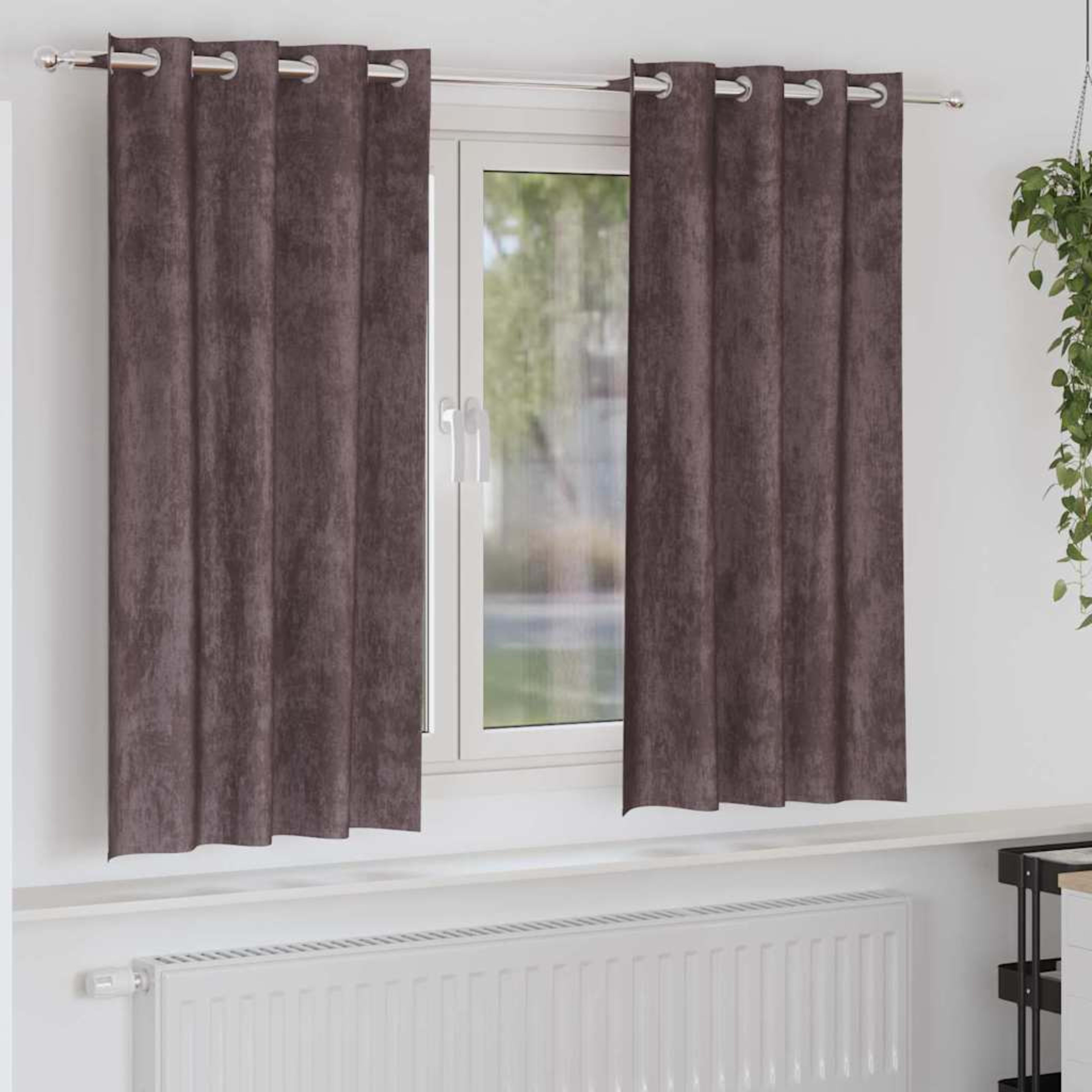 Curtain Set of 2 Silver Velvet 11