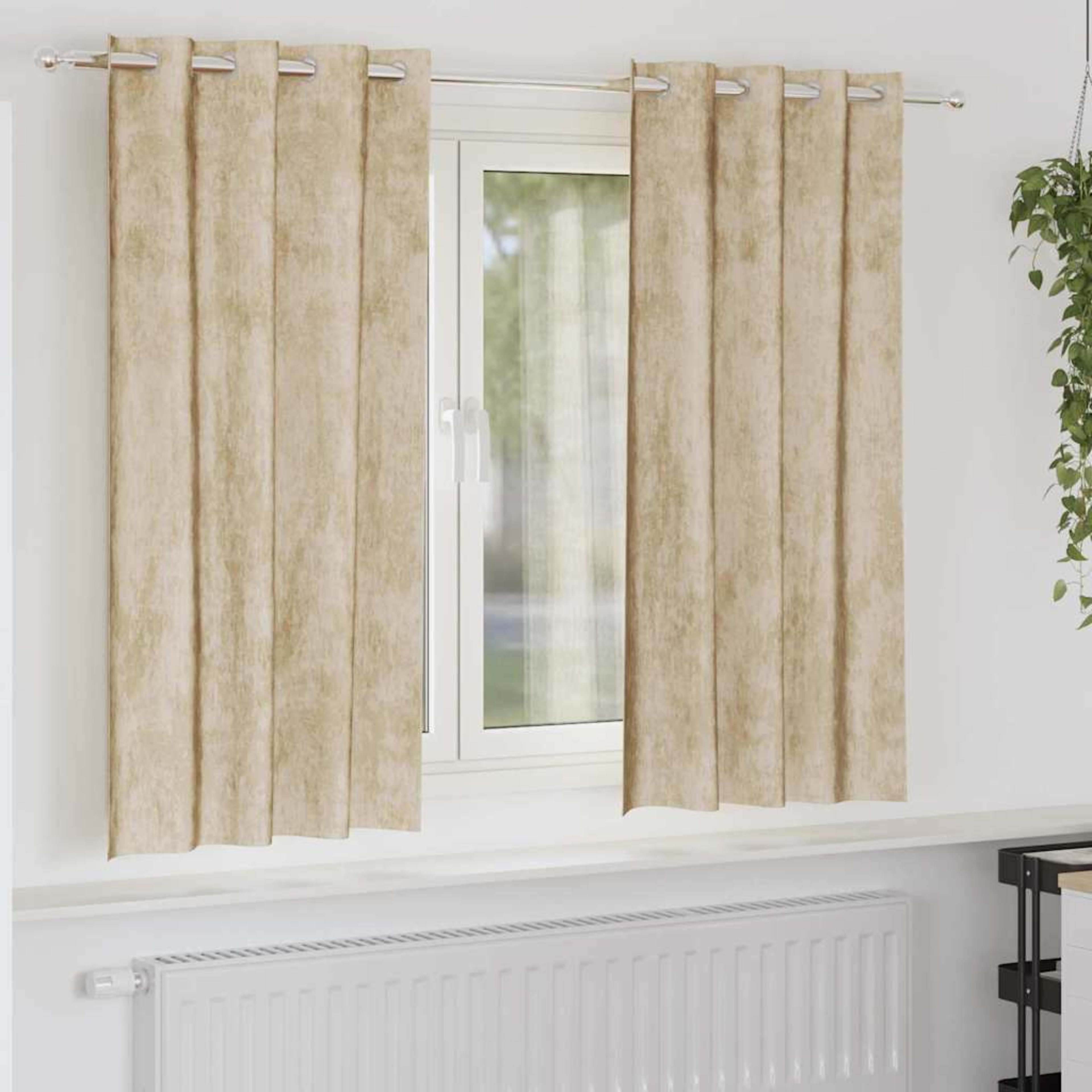 Curtain Set of 2 Silver Velvet 12