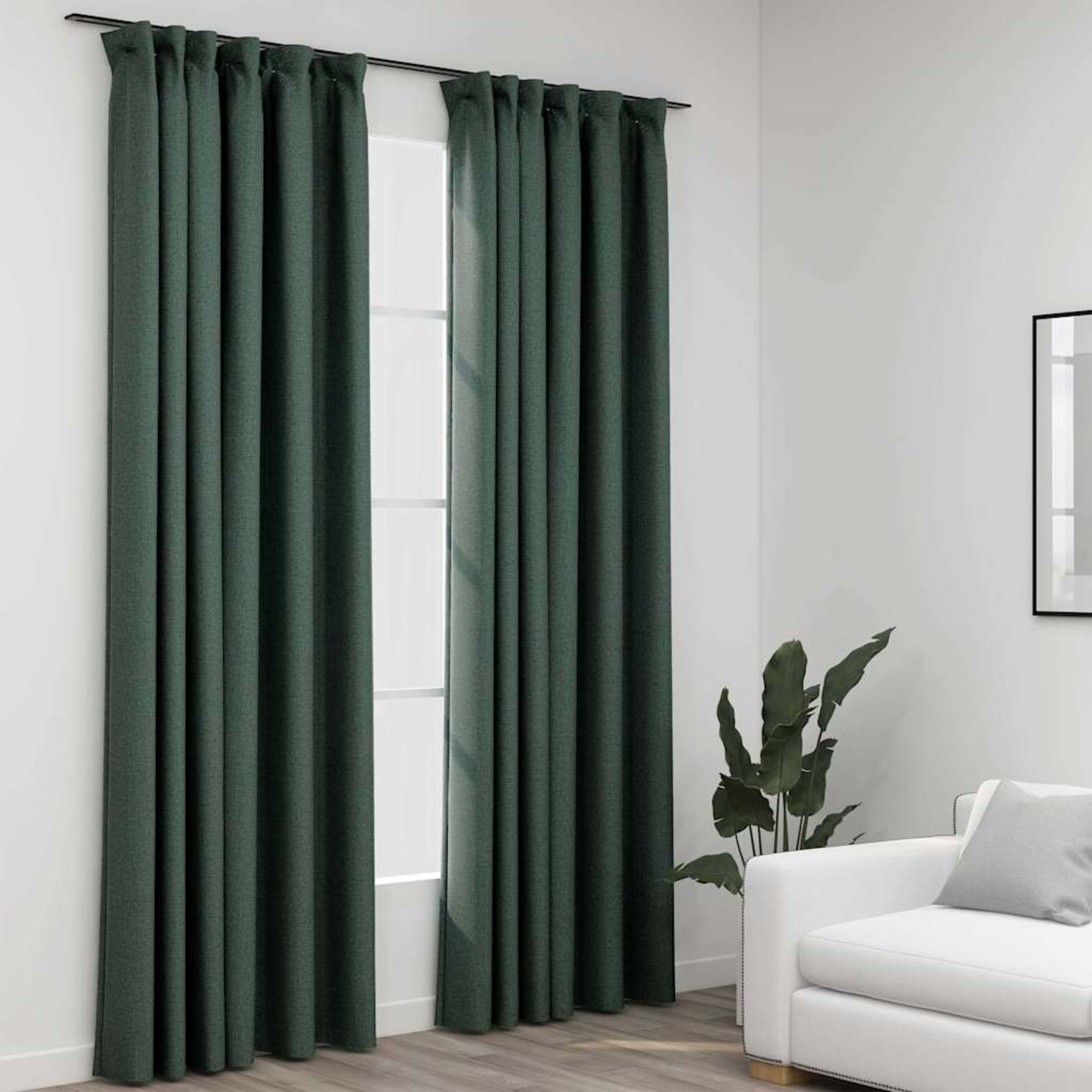 blackout curtains with hooks, linen look, 2 pieces. 4